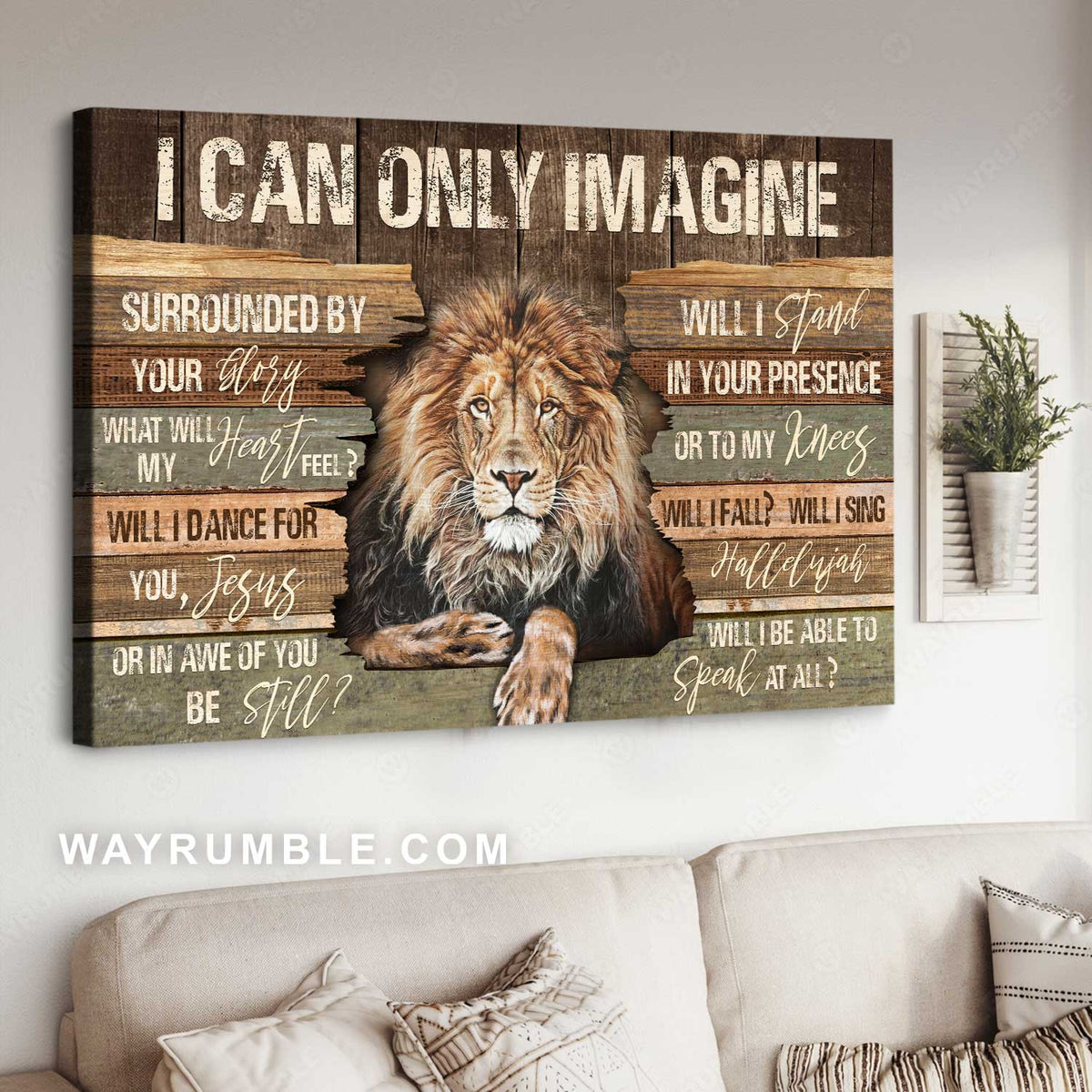 Lion painting, The incredible Lion, I can only imagine - Jesus Landscape Canvas Prints, Christian Wall Art