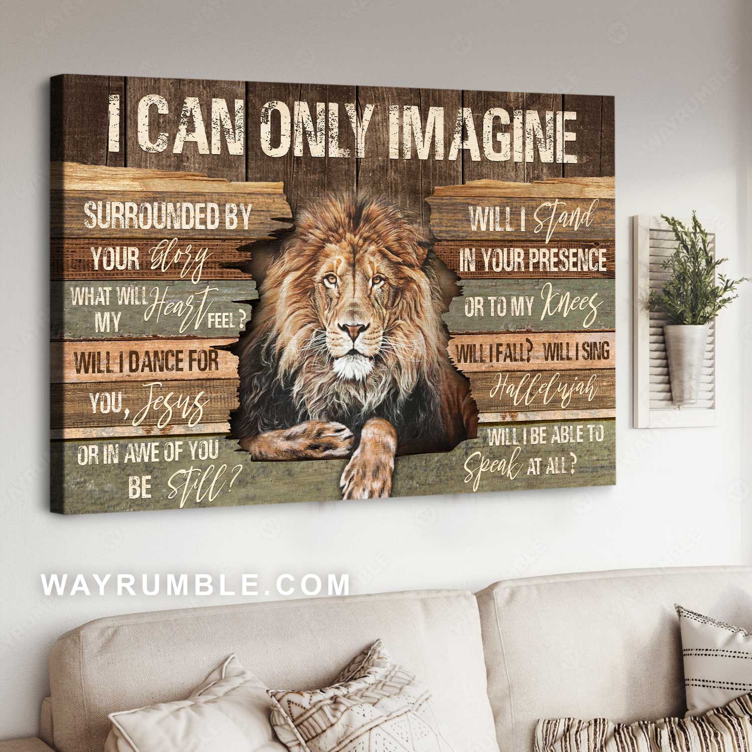 Lion painting, The incredible Lion, I can only imagine - Jesus Landscape Canvas Prints, Christian Wall Art