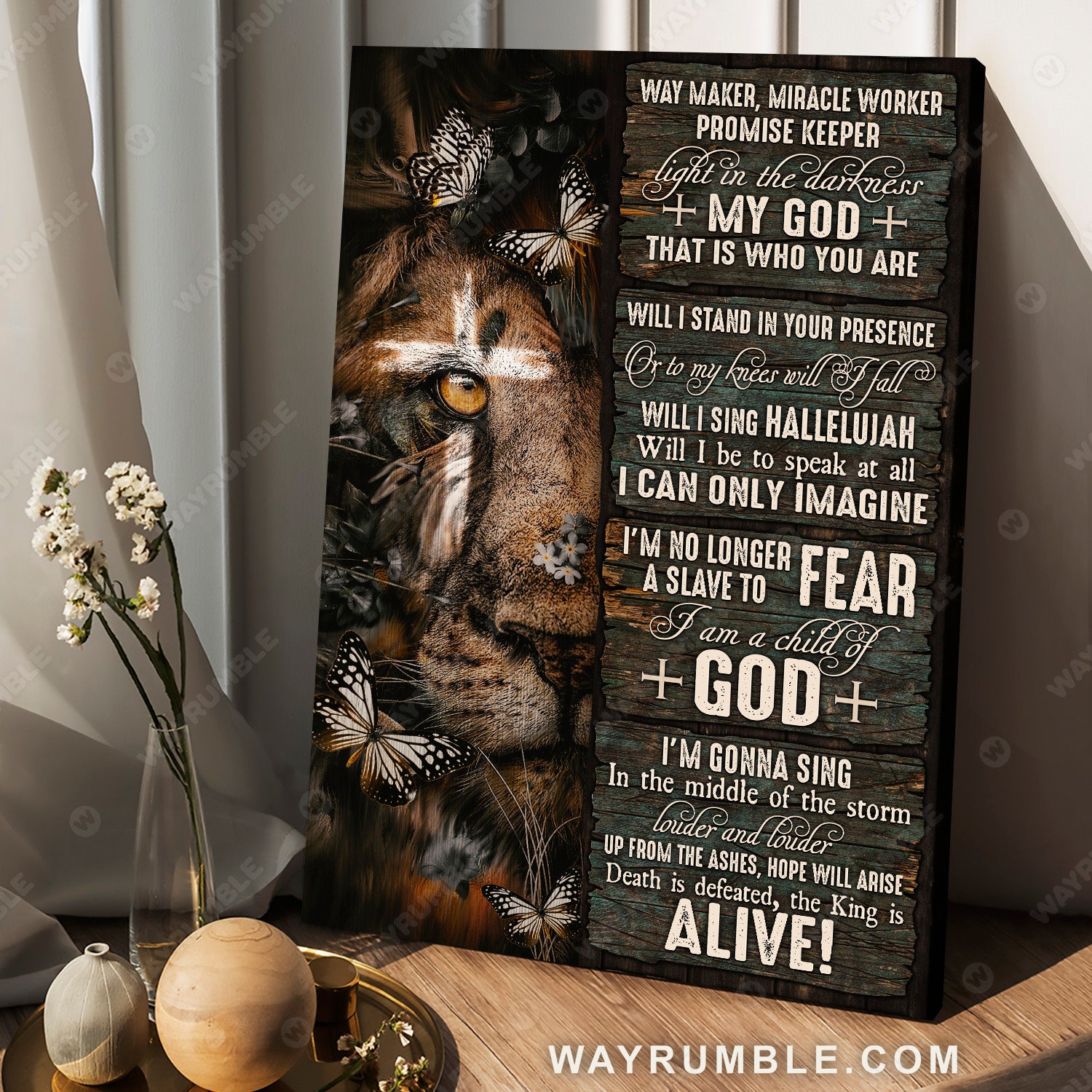 Lion of Judah, Lion drawing, Butterfly, The King is alive - Jesus Portrait Canvas Prints, Christian Wall Art