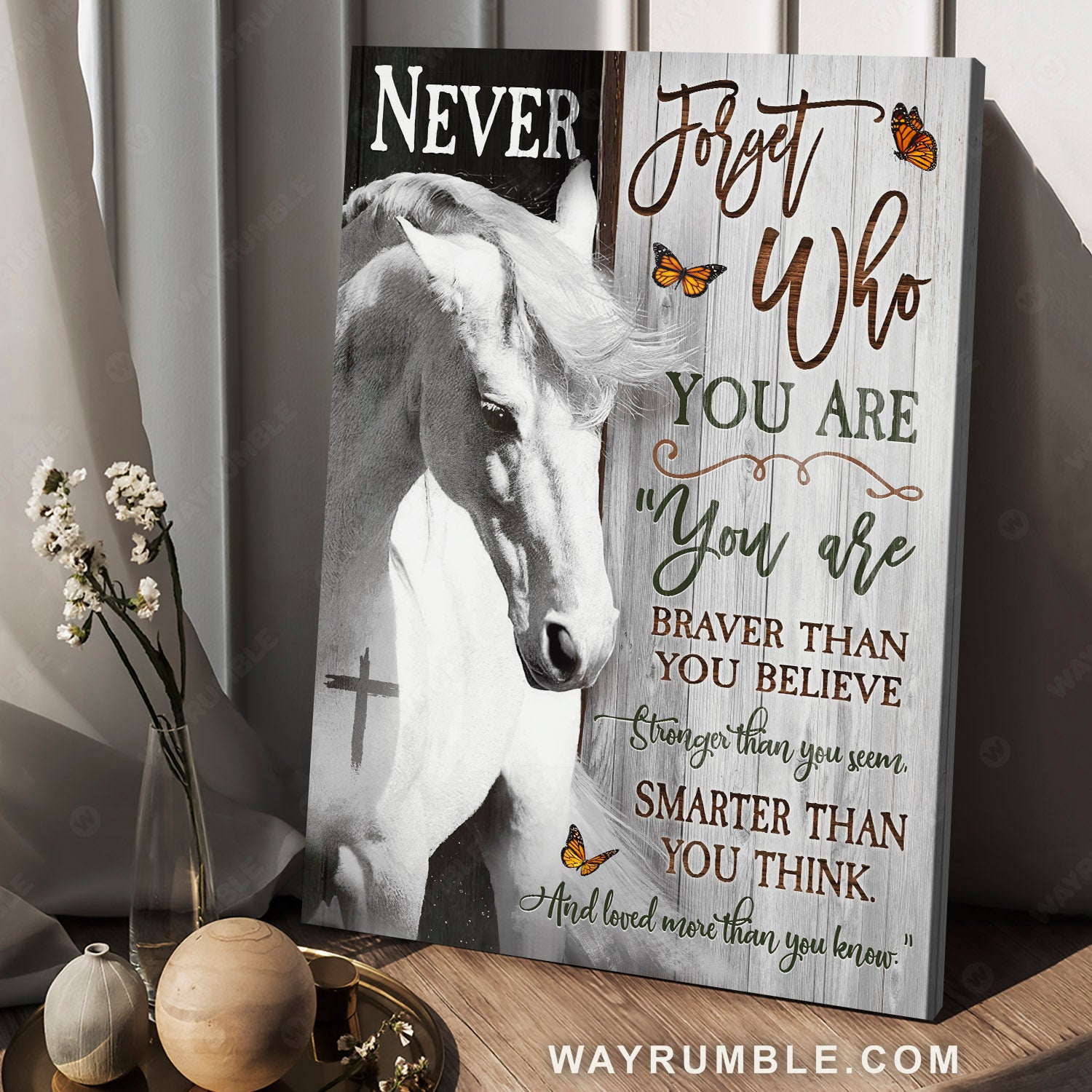 White horse painting, The cross, Never forget who you are - Jesus Portrait Canvas Prints, Christian Wall Art