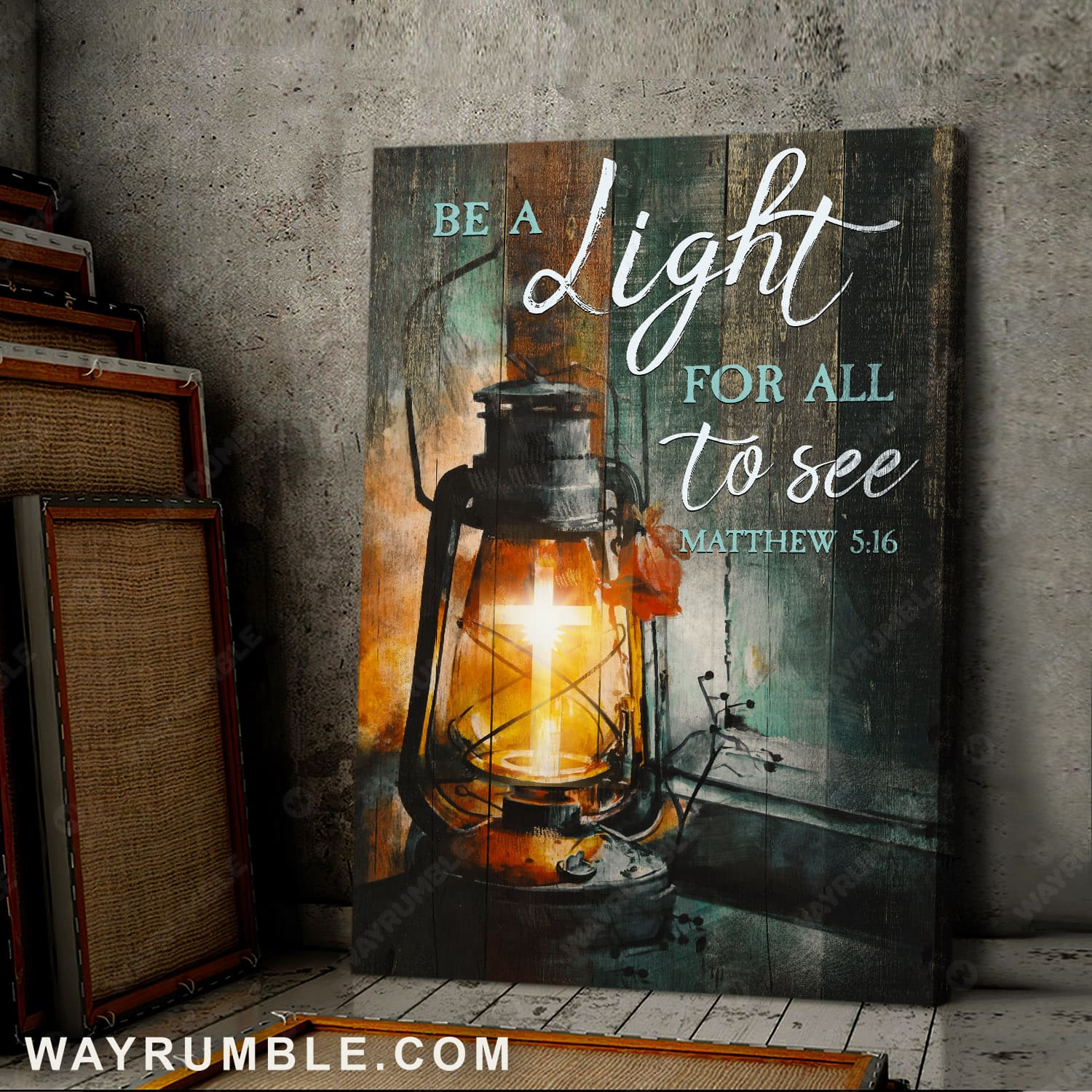 Cross light, Vintage lantern, Be a light for all to see - Jesus Portrait Canvas Prints, Wall Art