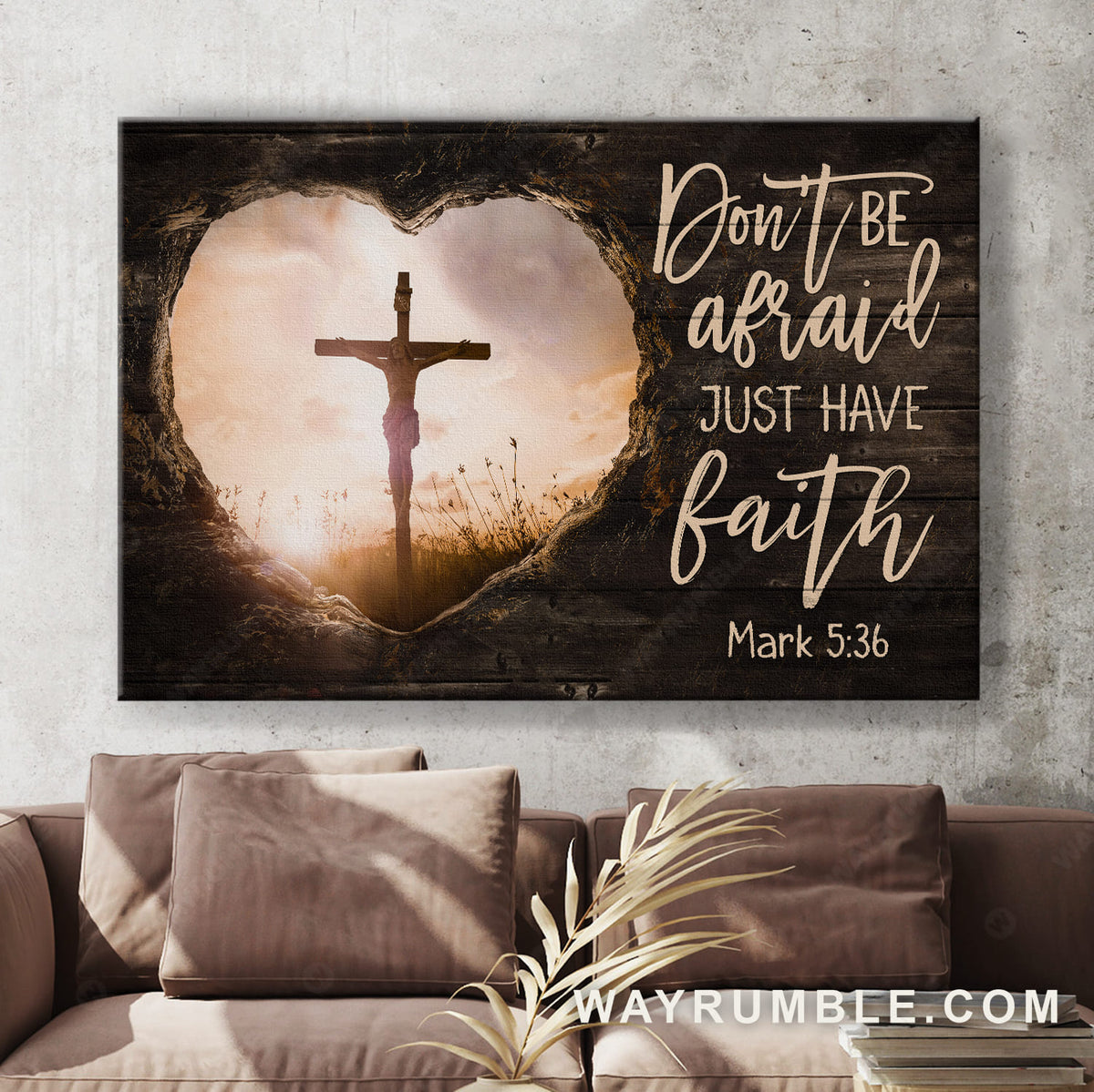 Wooden background, Jesus painting, On the wooden cross, Don&#39;t be afraid, Just have faith - Jesus Landscape Canvas Prints, Christian Wall Art