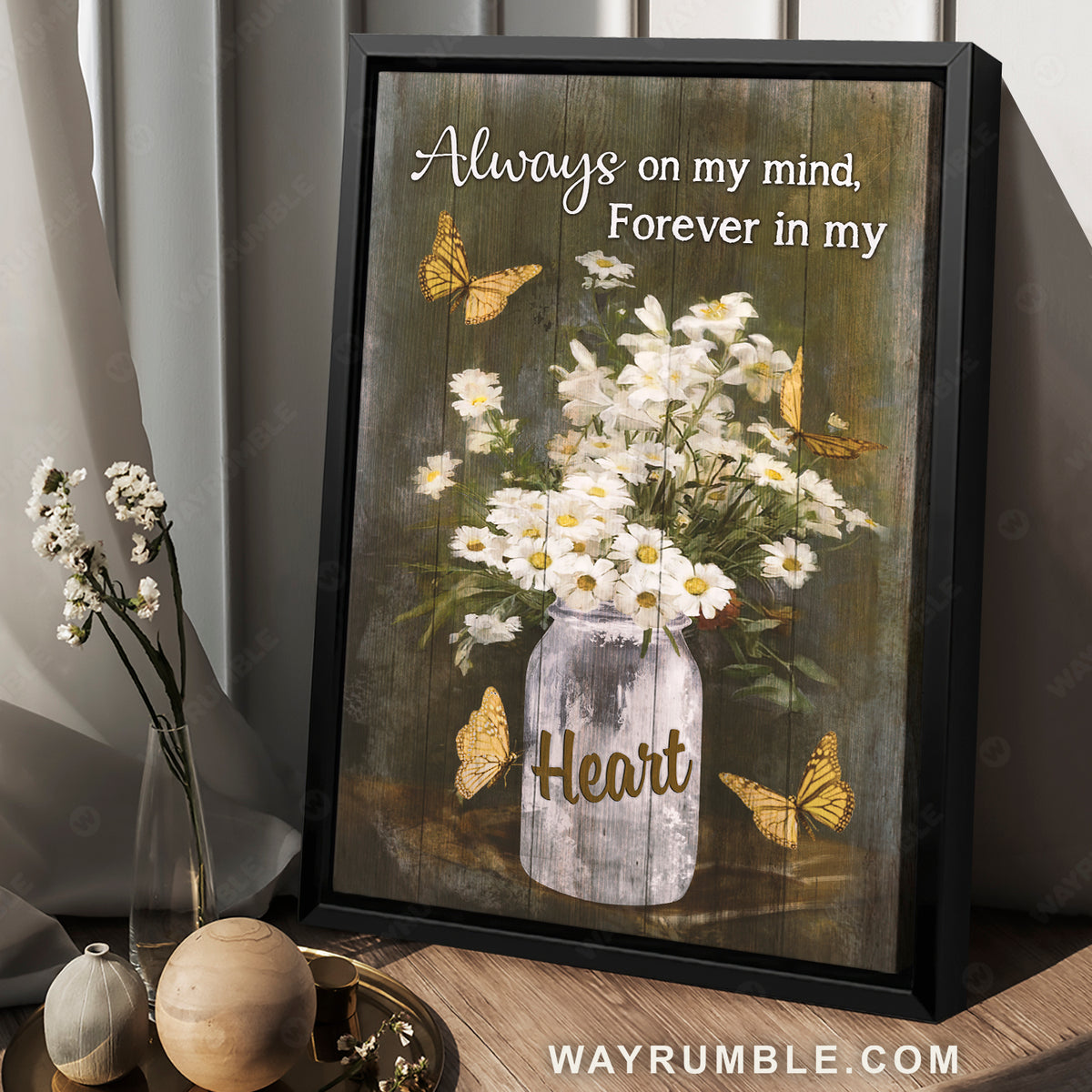 Daisy flower, Wild flower vase, Still life painting, Always on my mind, forever in my heart - Jesus Portrait Canvas Prints, Christian Wall Art