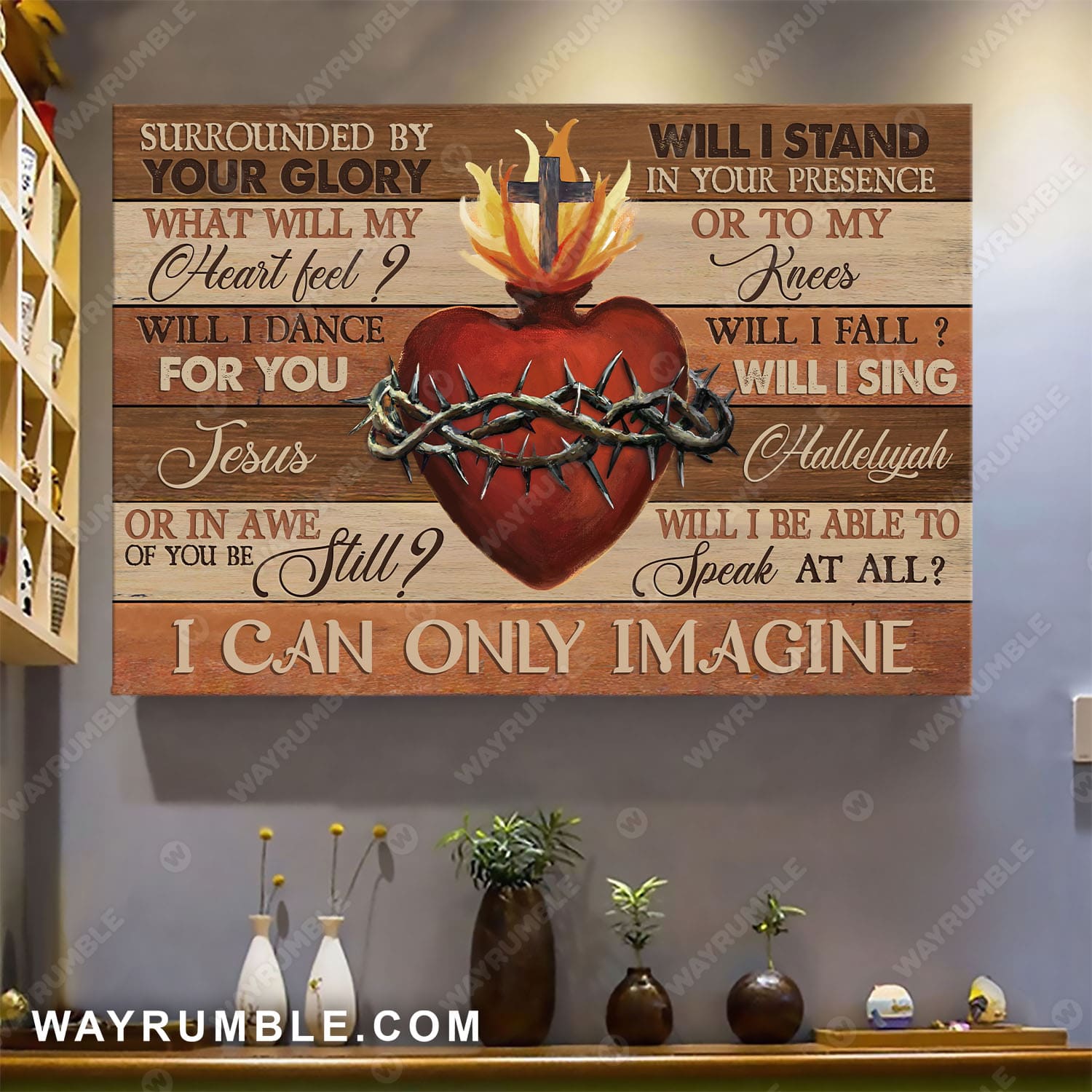 Heart painting, Wooden fences, Cross symbol, I can only imagine - Jesus Landscape Canvas Prints, Wall Art