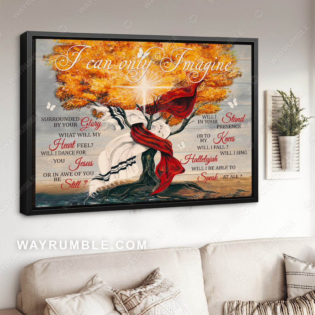 White and red cloth, Old tree painting, I can only imagine - Jesus Landscape Canvas Prints, Christian Wall Art