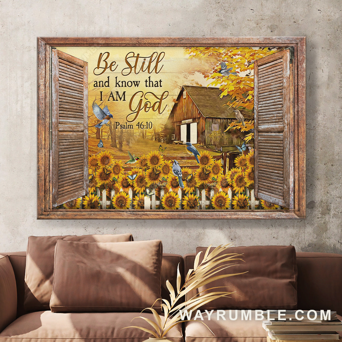 Sunflower garden, Fall forest, Cute birds, Be still I am God - Jesus Landscape Canvas Prints, Christian Wall Art