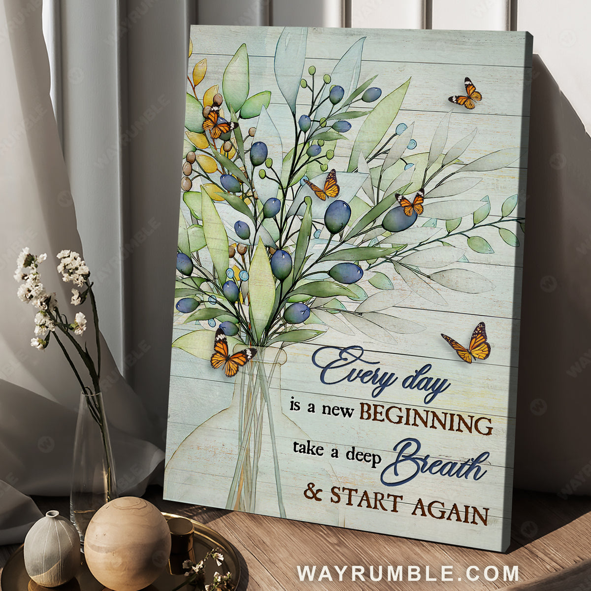 Blue cranberry, Butterfly drawing, Every day is a new beginning - Jesus Portrait Canvas Prints, Christian Wall Art