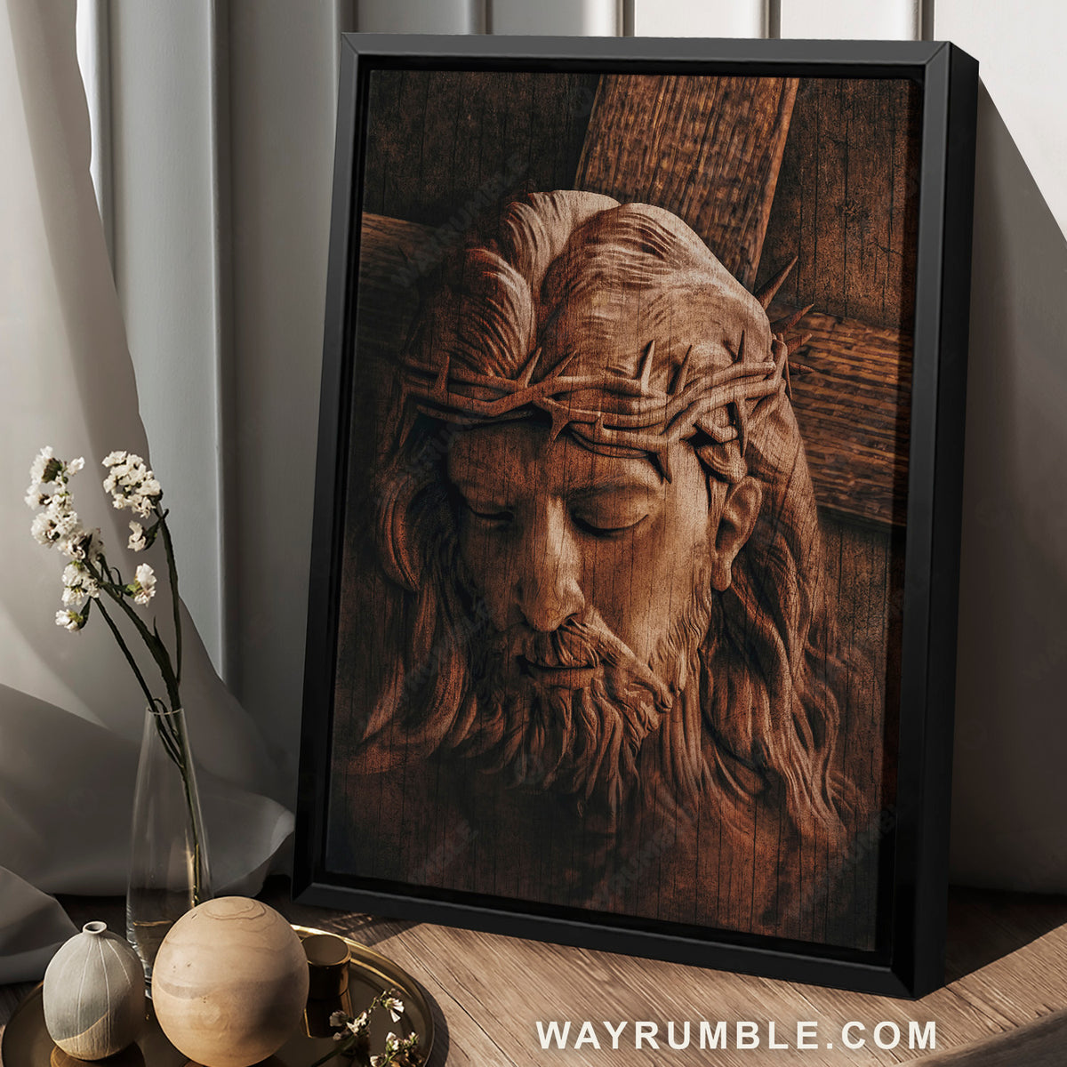 Jesus painting, Cross symbol, Crown of thorns, The life of Jesus - Jesus Portrait Canvas Prints, Christian Wall Art
