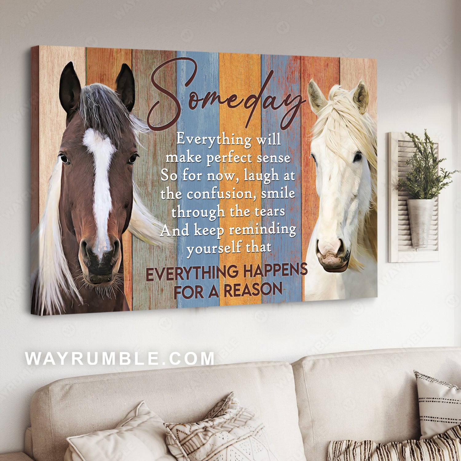 Beautiful horses, Colorful background, Everything happens for a reason - Jesus Landscape Canvas Prints, Christian Wall Art