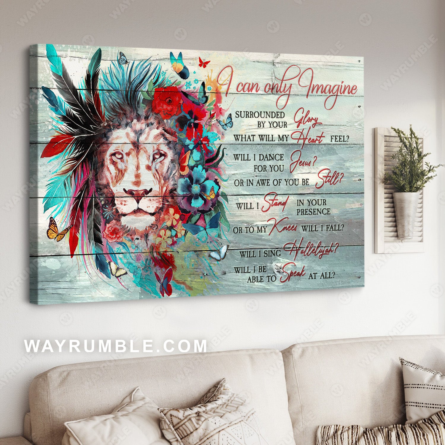 Lion of Judah, Colorful leather, Tropical flower, I can only imagine - Jesus Landscape Canvas Prints, Christian Wall Art