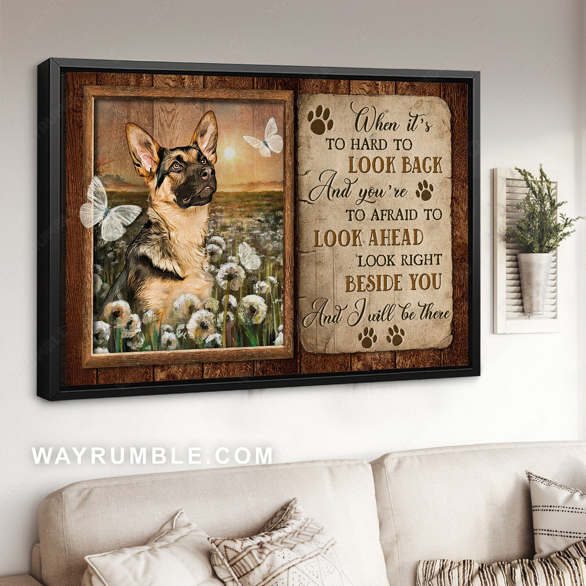 German Shepherd dog, Crystal butterfly, Dandelion, When it&#39;s hard to look back - Jesus Landscape Canvas Prints, Christian Wall Art