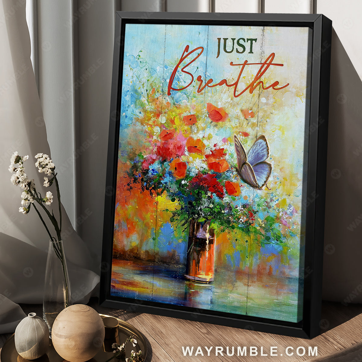 Watercolor flower, Abstract wall art, Pretty butterfly, Just breathe - Jesus Portrait Canvas Prints, Christian Wall Art