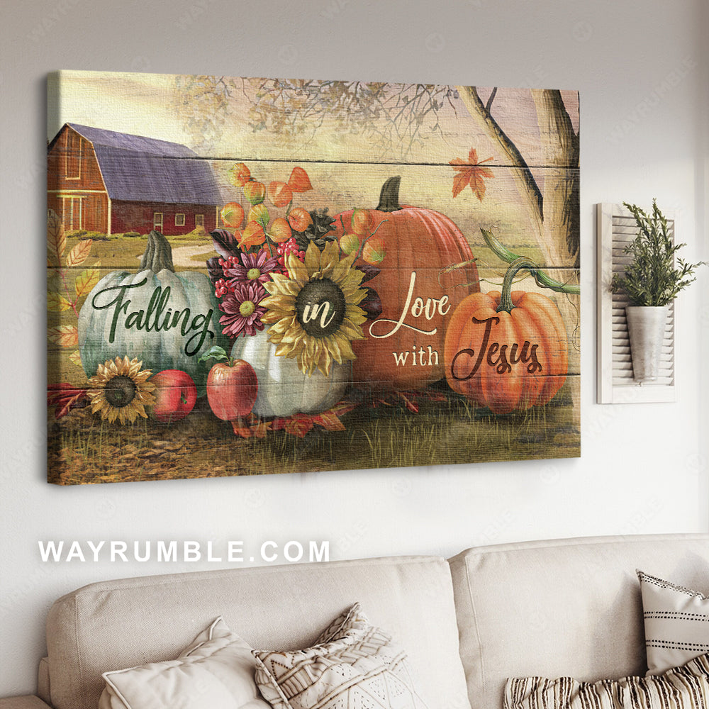 Halloween artwork, Pretty pumpkin, Farm painting, Falling in love with Jesus - Jesus Landscape Canvas Prints, Home Decor Wall Art