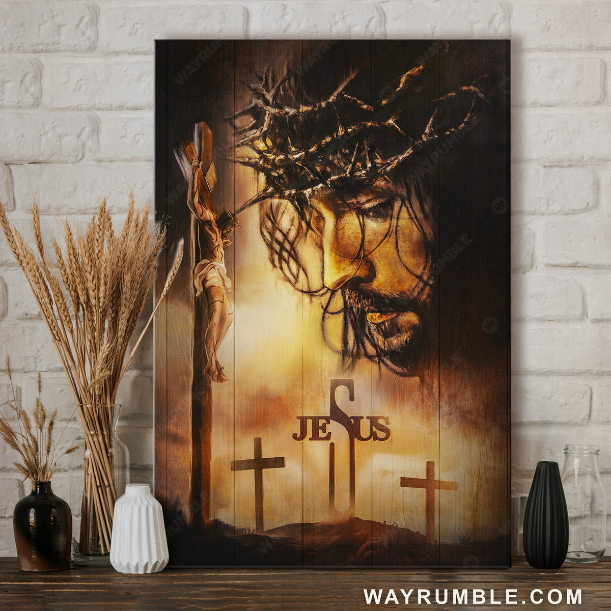 Jesus painting, The life of Jesus, Wooden crosses, Jesus - Jesus Portrait Canvas Prints, Christian Wall Art