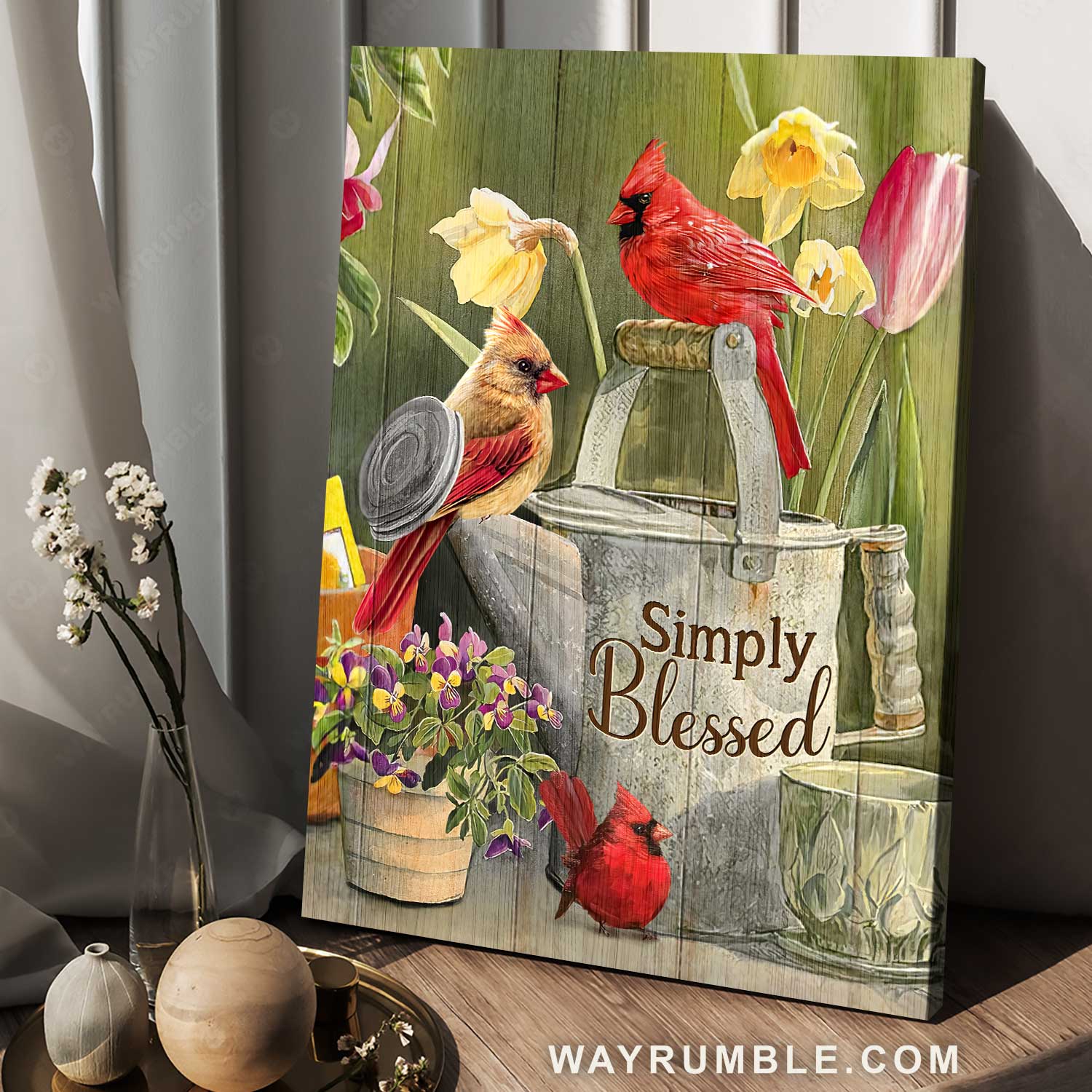 Colorful drawing, Pretty garden, Cardinal painting, Simply blessed - Jesus Portrait Canvas Prints, Home Decor Wall Art