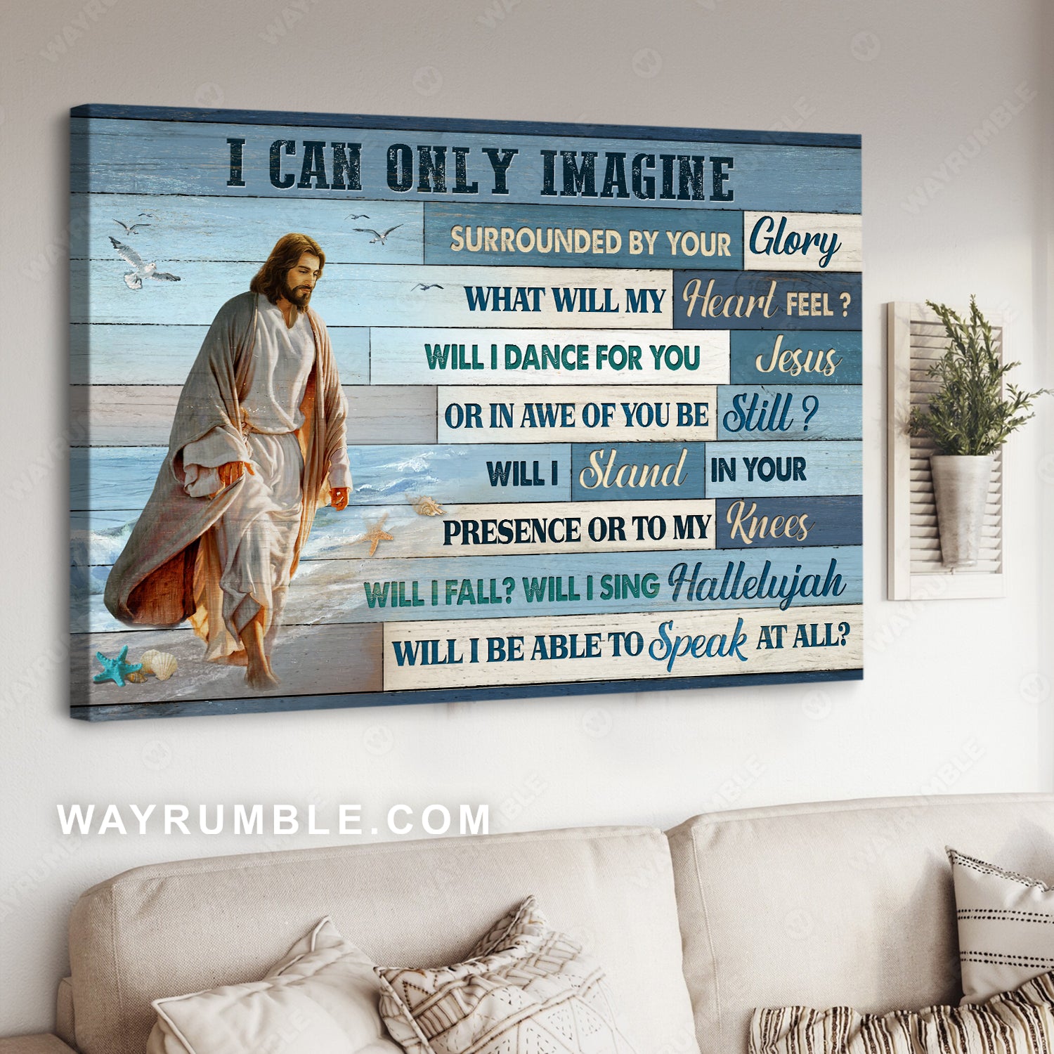 Walking with Jesus, Blue background, I can only imagine - Jesus Landscape Canvas Prints, Christian Wall Art