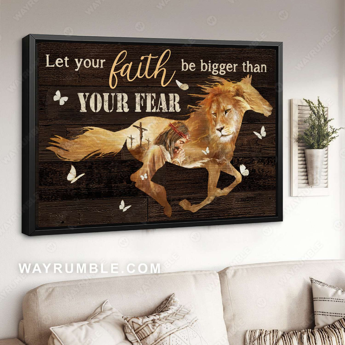 Jesus Christ, The Lion of Judah, Let your faith be bigger than your fear - Jesus Landscape Canvas Prints, Christian Wall Art