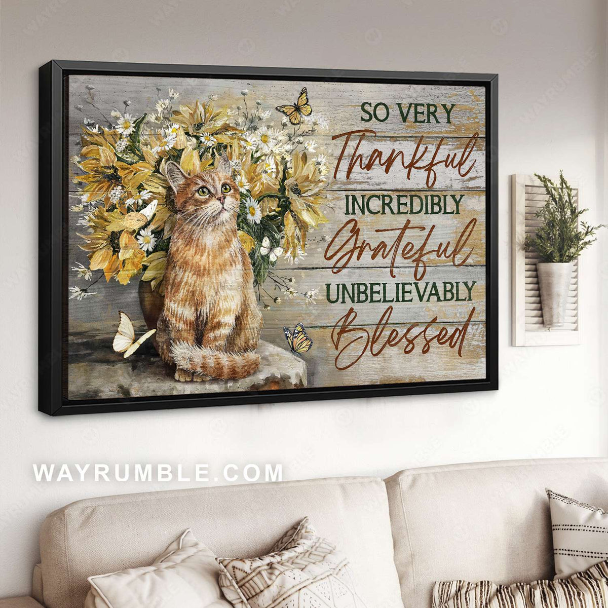 Yellow lily flower, Cat painting, So very thankful - Jesus Landscape Canvas Prints, Christian Wall Art