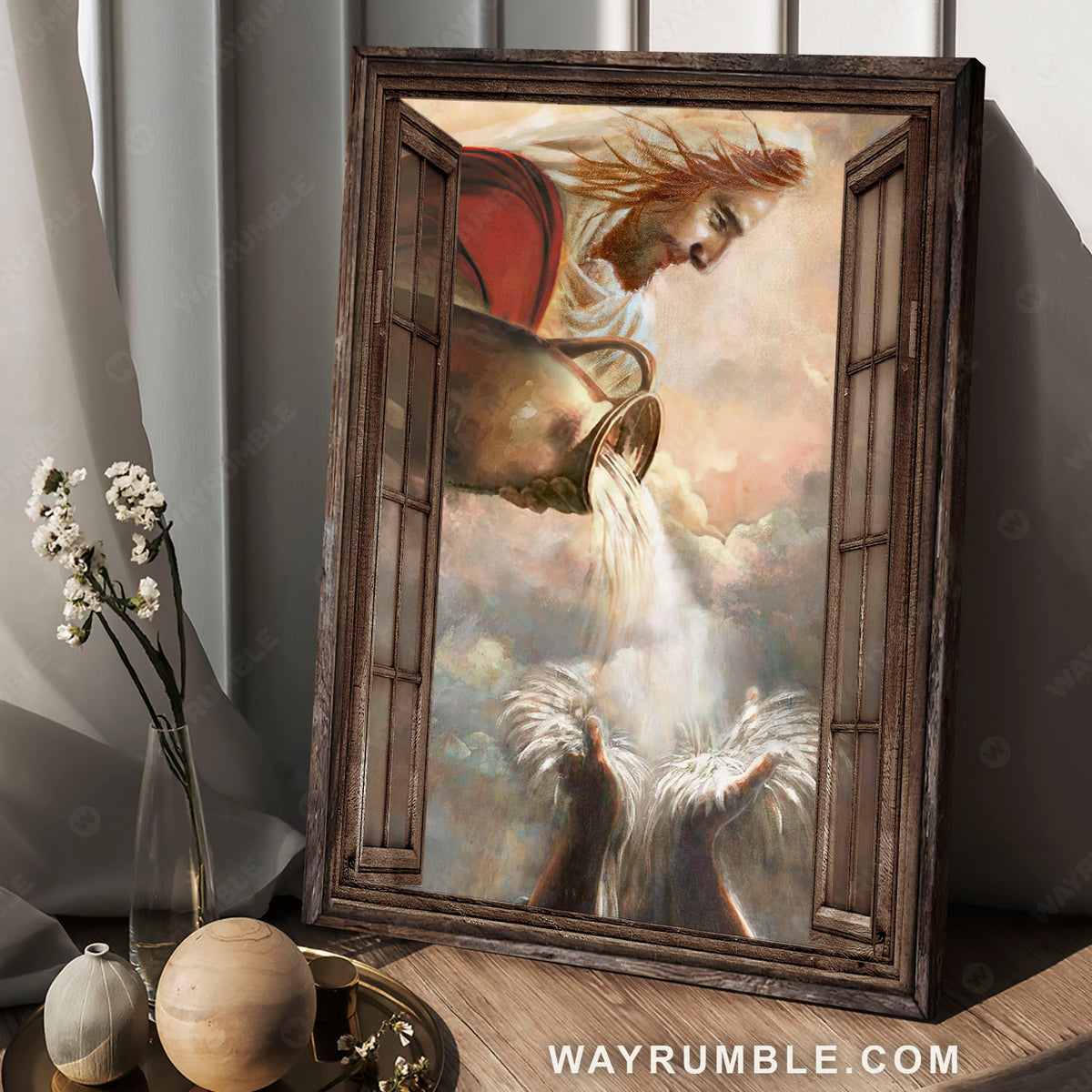 Jesus turns water into wine, Catching water, The life of Jesus - Jesus Portrait Canvas Prints, Christian Wall Art