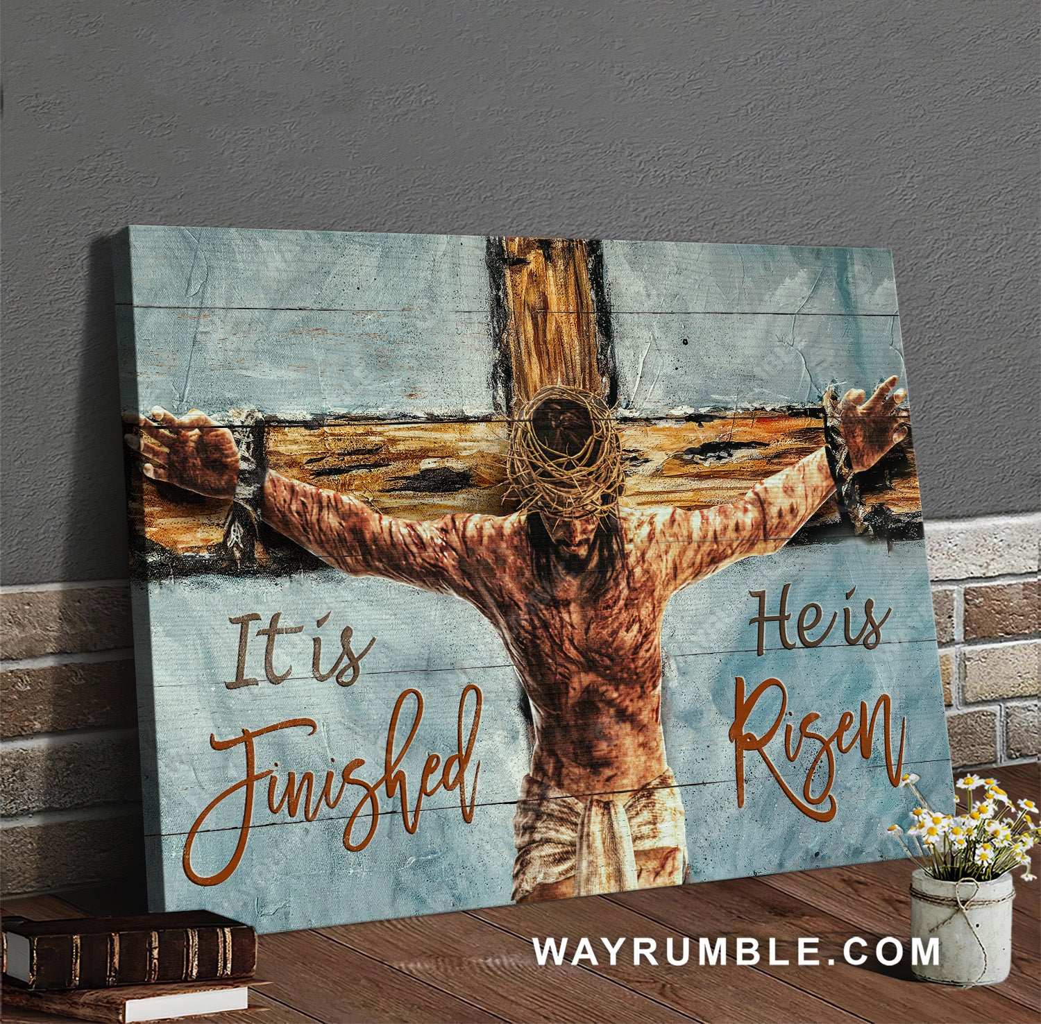 Jesus on cross, Christ is risen, It is finished - Jesus Landscape Canvas Prints, Christian Wall Art