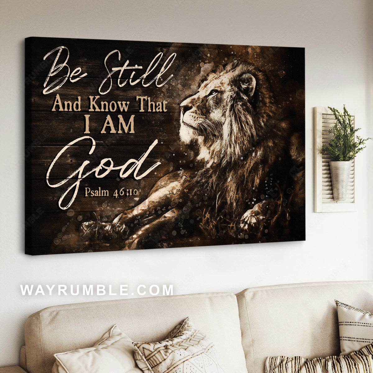 Amazing artwork, Stunning lion, Dark night, Be still and know that I am God - Jesus Landscape Canvas Prints, Home Decor Wall Art