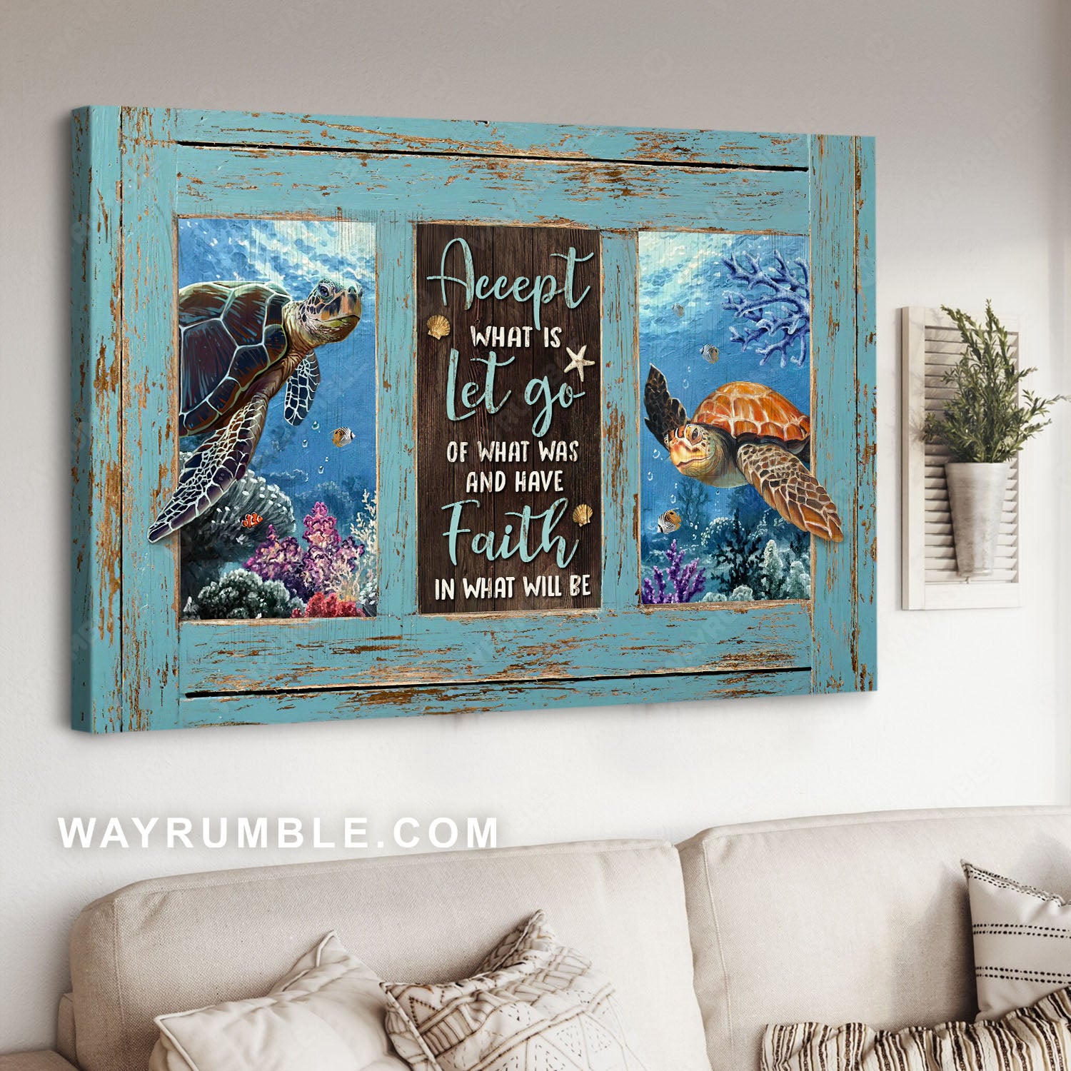 Sea turtles, Coral reef, Under the sea, Accept what is - Jesus Landscape Canvas Prints, Christian Wall Art