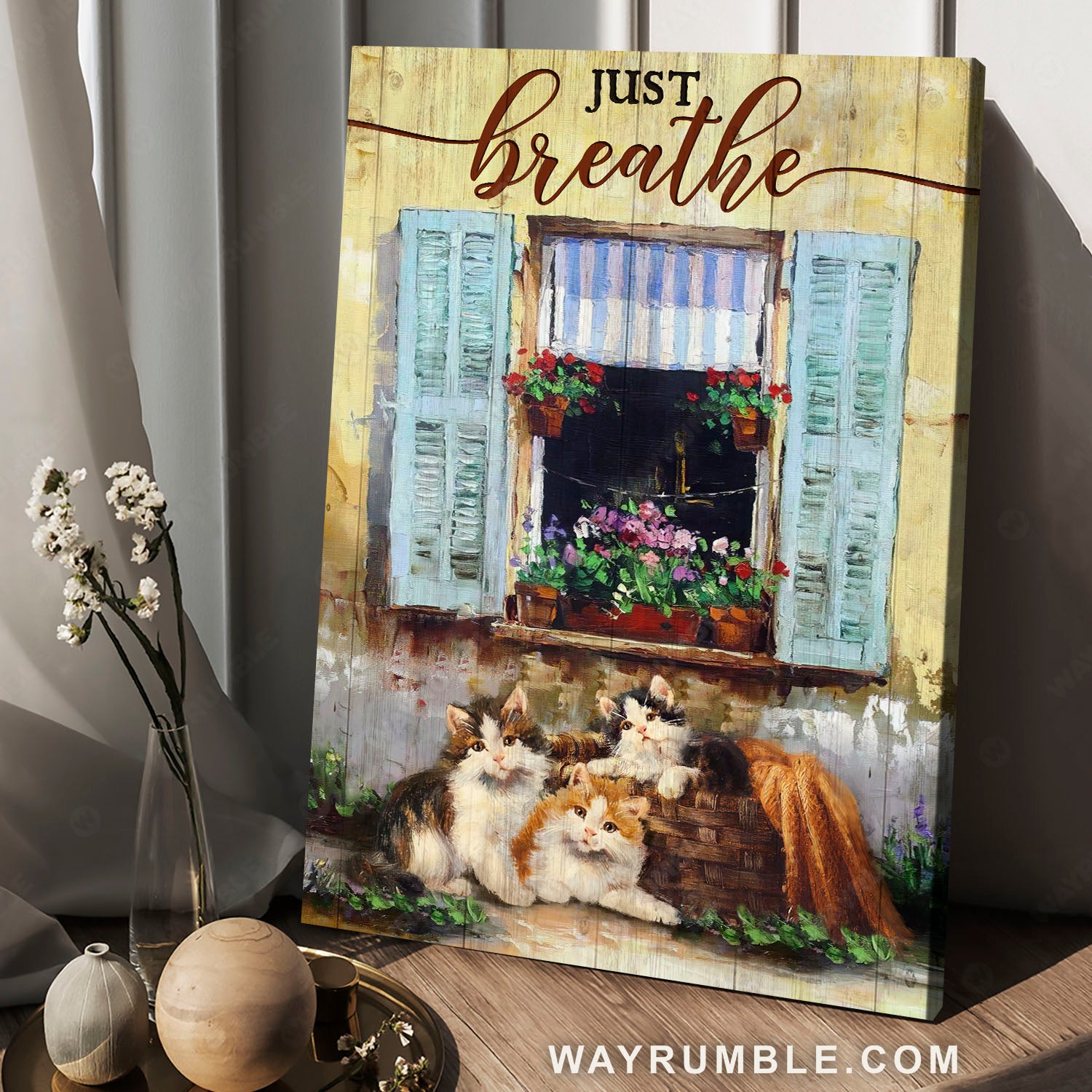 Cute cat painting, Magic window, Baby flower, Just breathe - Jesus Portrait Canvas Prints, Christian Wall Art