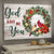 Christmas wreath, Cardinal painting, God gave me you - Jesus Landscape Canvas Prints, Wall Art