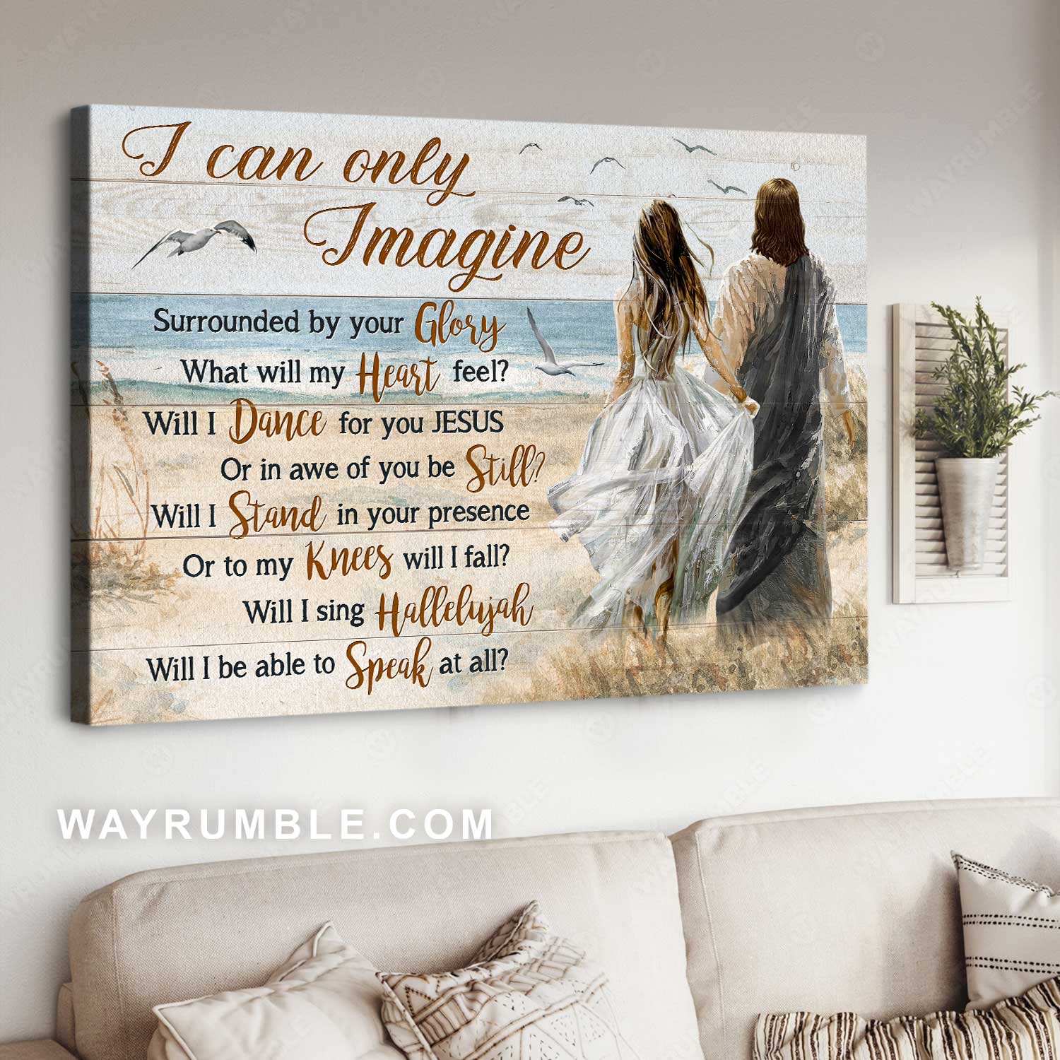 Ocean view, Pretty girl, Walking with Jesus, I can only imagine - Jesus Landscape Canvas Prints, Home Decor Wall Art