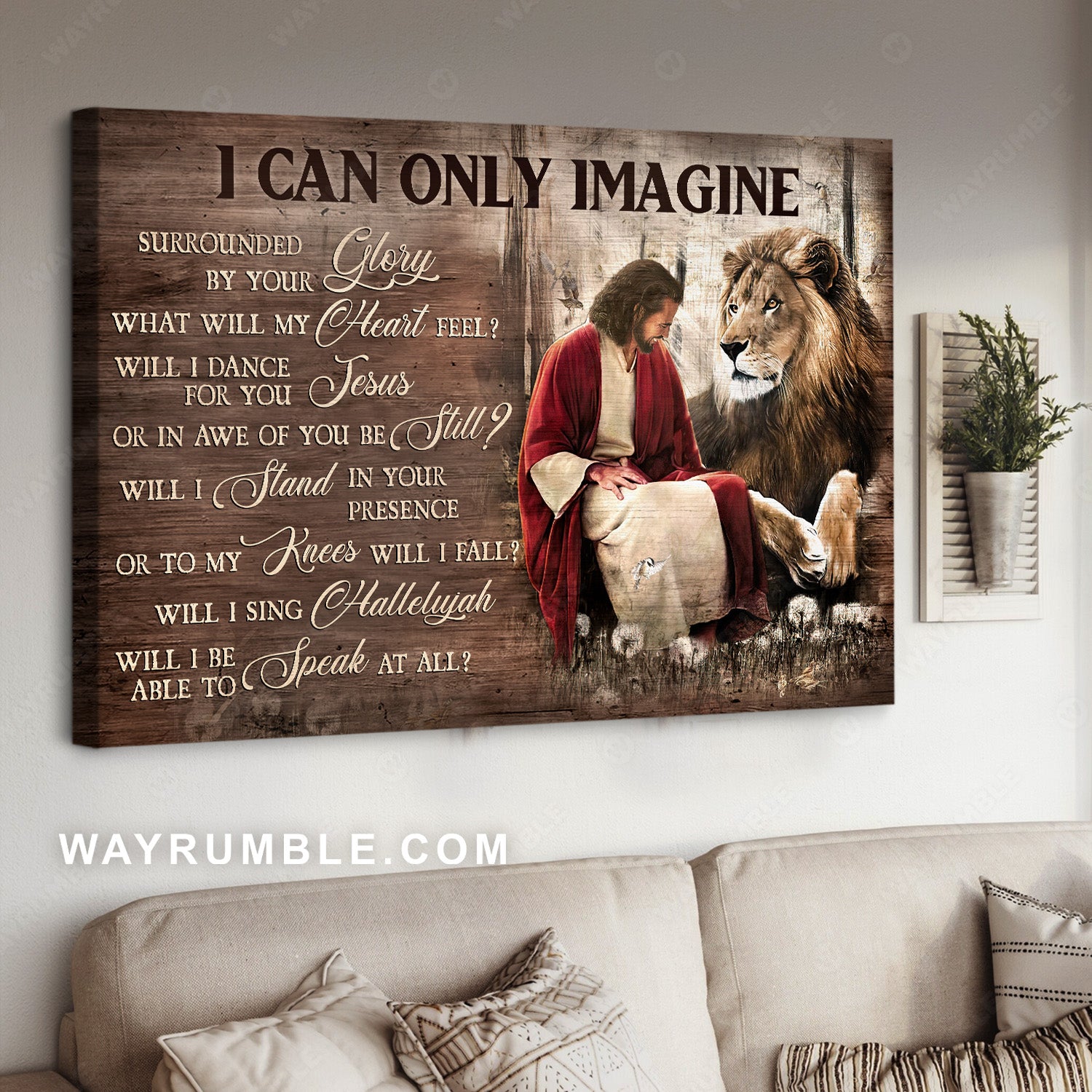 Walking with Jesus, Amazing lion, Dandelion garden, I can only imagine - Jesus Landscape Canvas Prints, Home Decor Wall Art