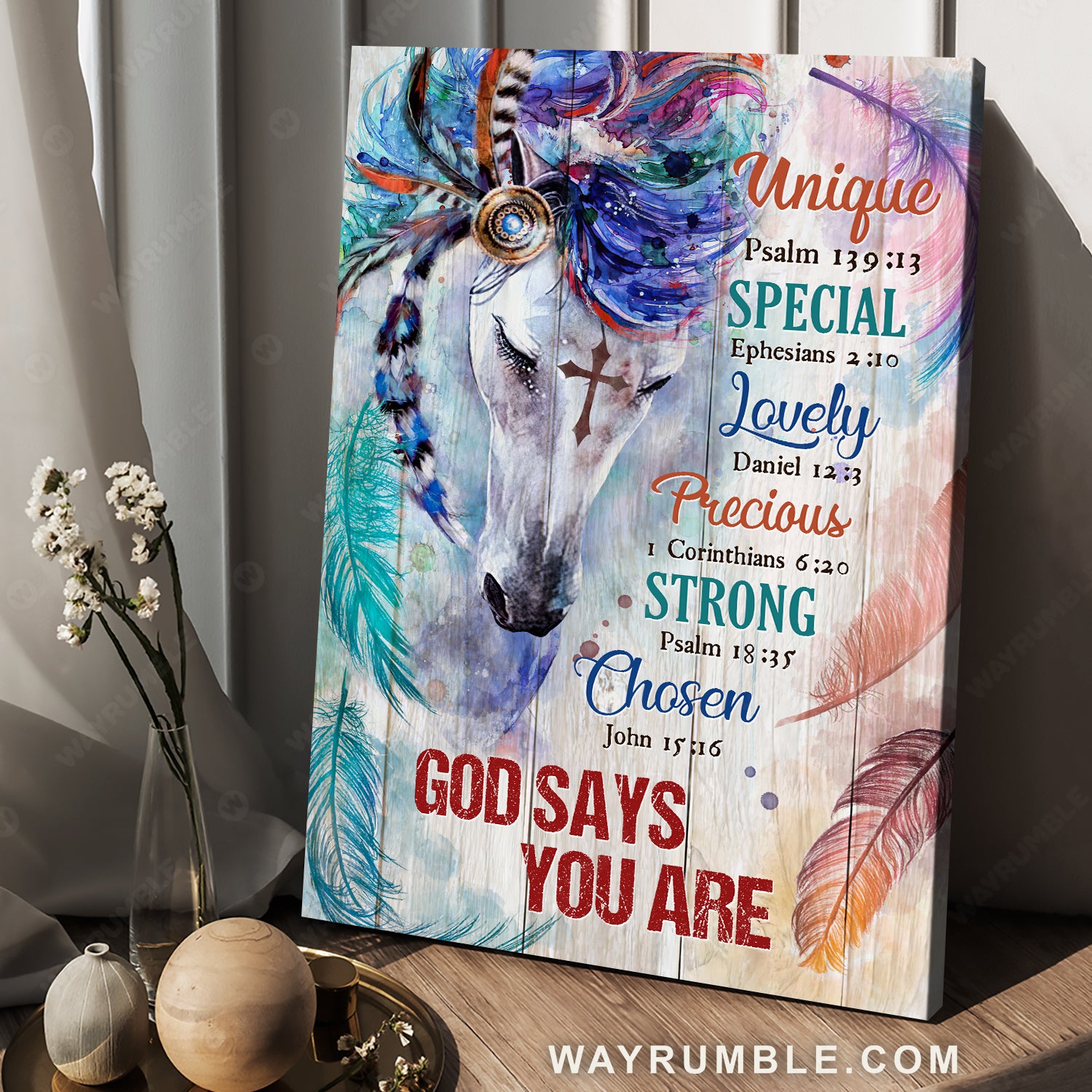 White horse artwork, Luxury wreath, Colorful drawing, God says you are - Jesus Portrait Canvas Prints, Home Decor Wall Art