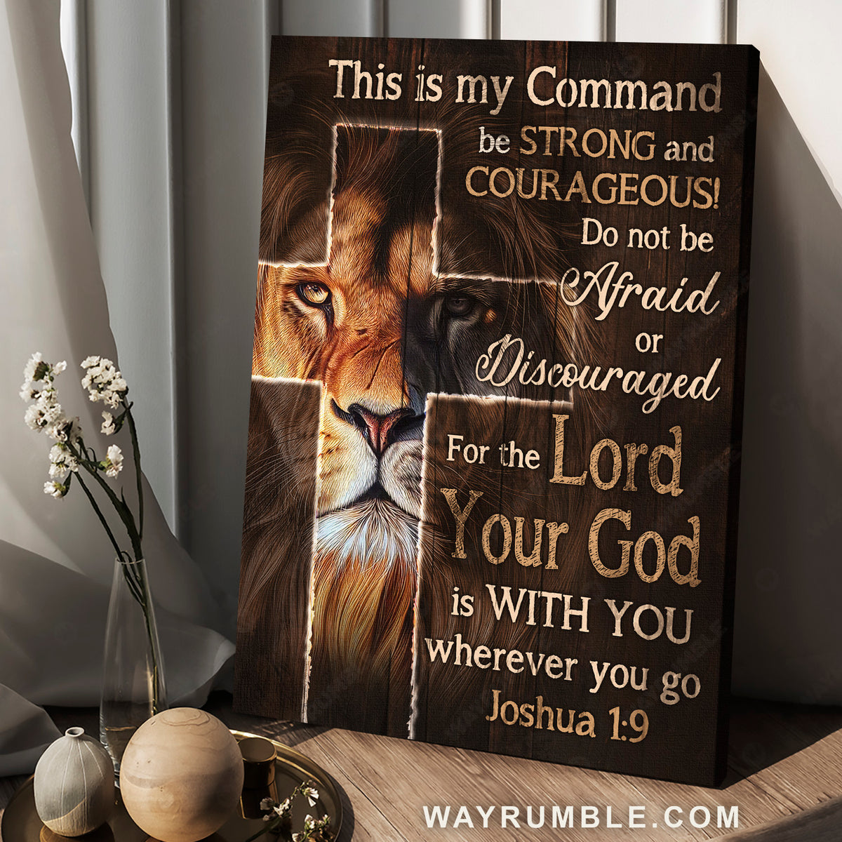 Lion of Judah, Christian cross, This is my command - Jesus Portrait Canvas Prints, Christian Wall Art