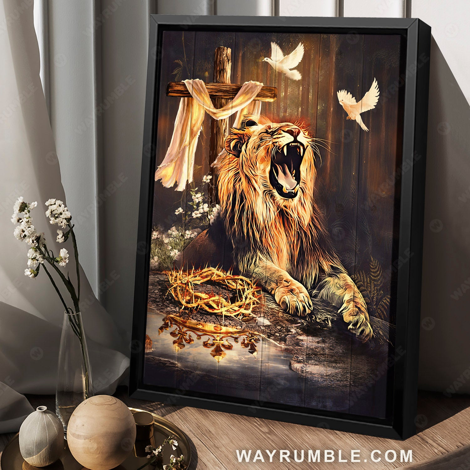 Lion of Judah, Lion painting, The king of all kings, Golden crown - Jesus Portrait Canvas Prints, Christian Wall Art