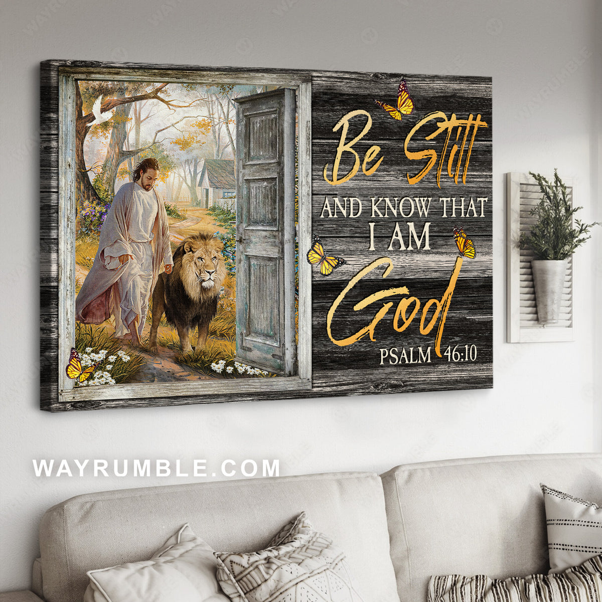 Lion of Judah, The way to heaven, Be still and know that I am God - Jesus Landscape Canvas Prints, Home Decor Wall Art