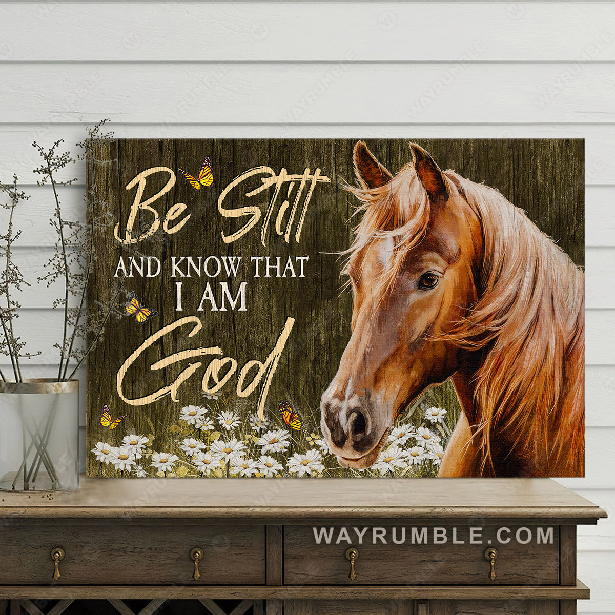 Dream horse, Horse painting, Daisy garden, Be still I am God - Jesus Landscape Canvas Prints, Christian Wall Art