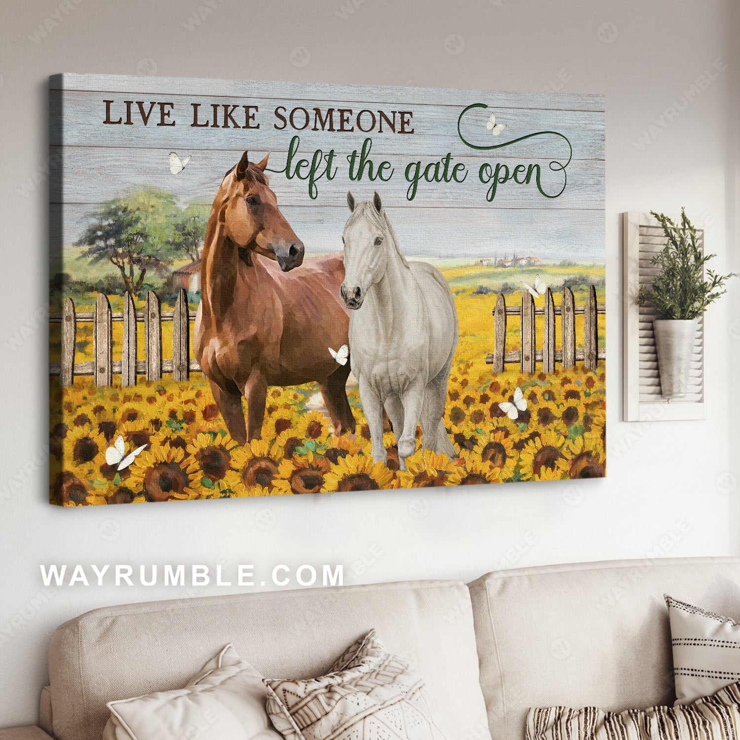 Stunning horse, Watercolor sunflower field, Live like someone - Jesus Landscape Canvas Prints, Home Decor Wall Art