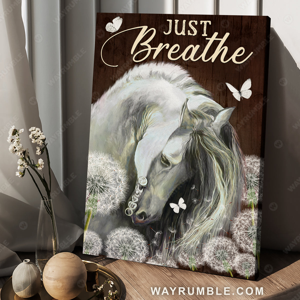 White horse, Dandelion painting, Pretty butterfly, Just breathe - Jesus Portrait Canvas Prints, Wall Art