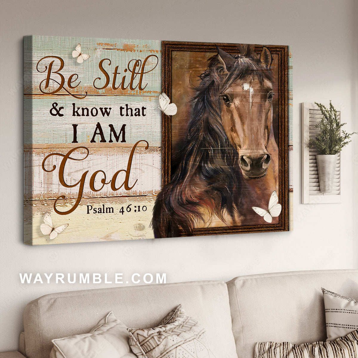 Pretty horse, Stunning butterfly, Horse lover, Be still and know that I am God - Jesus Landscape Canvas Prints, Home Decor Wall Art