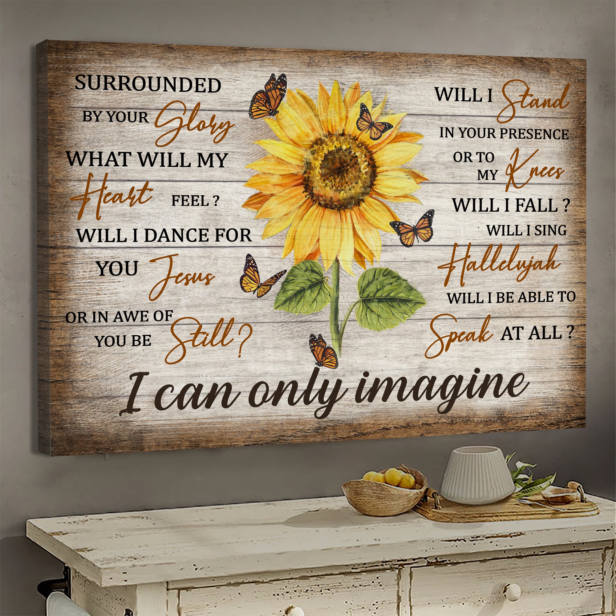 Sunflower, Yellow butterfly, I can only imagine - Jesus Landscape Canvas Prints, Wall Art