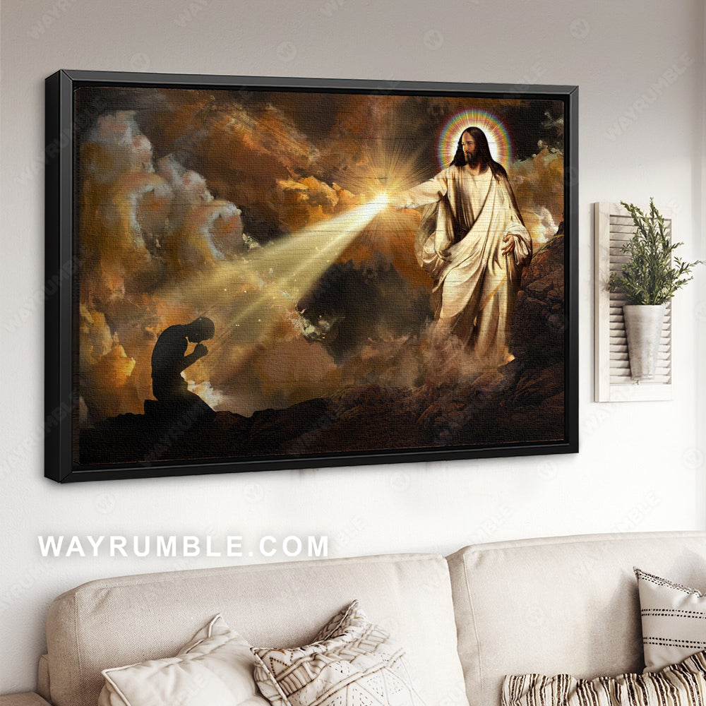 Amazing halo, Pray for healing, Walking with Jesus - Jesus Landscape Canvas Prints, Christian Wall Art