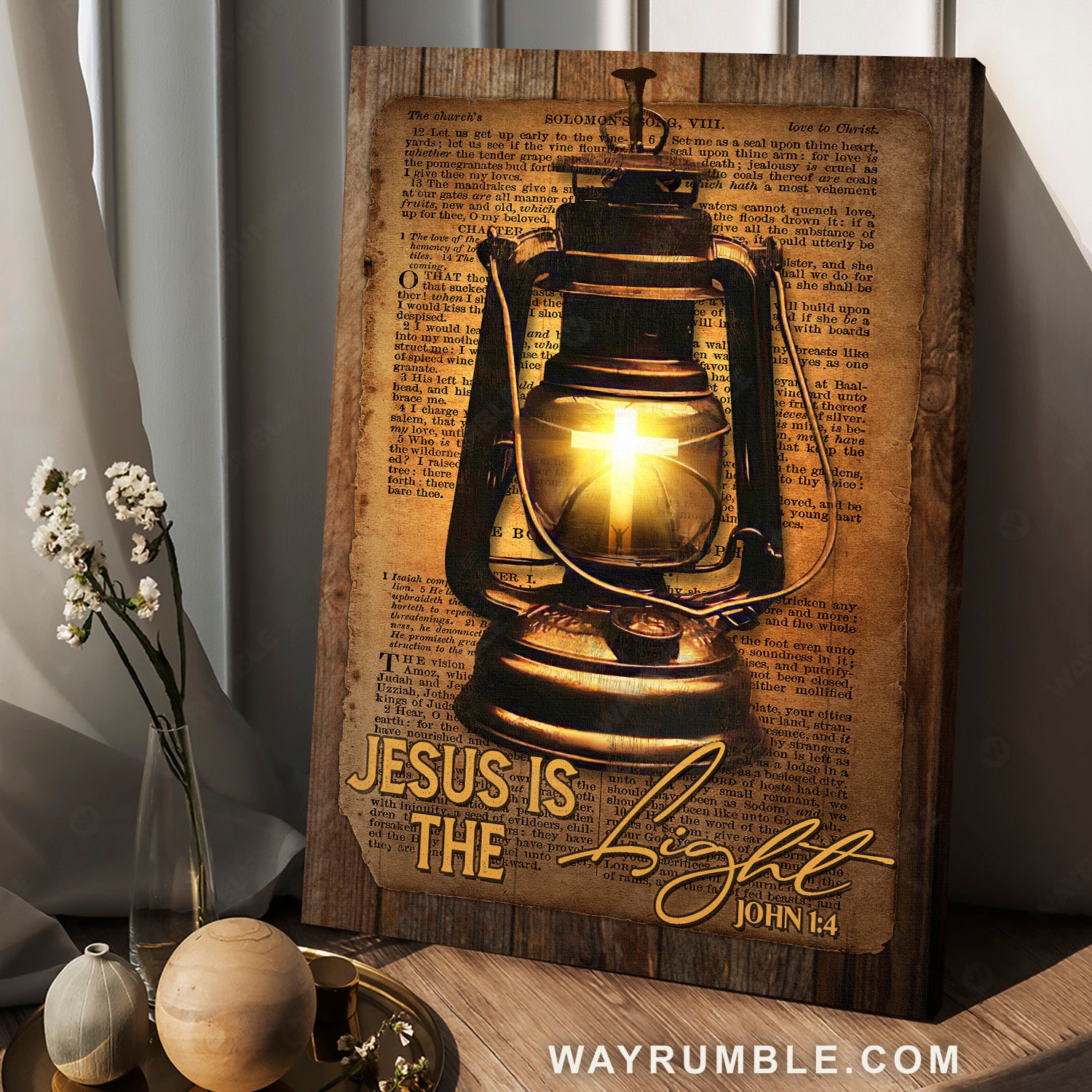 Kerosene lamp, Song of Solomon, Light cross, Jesus is the light - Jesus Portrait Canvas Prints, Christian Wall Art