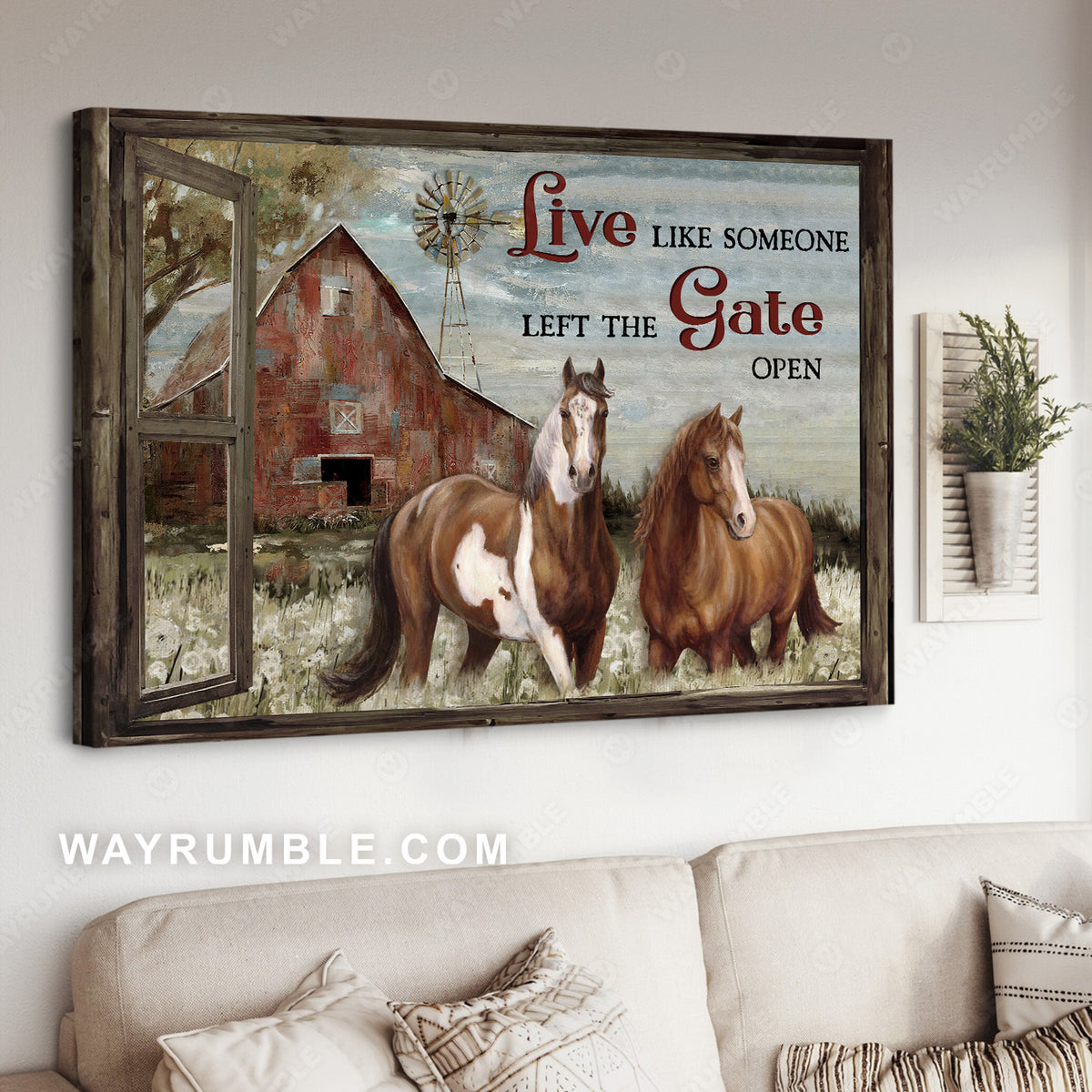 Unique horses, Dandelion field, Live like someone left the gate open - Jesus Landscape Canvas Prints, Christian Wall Art