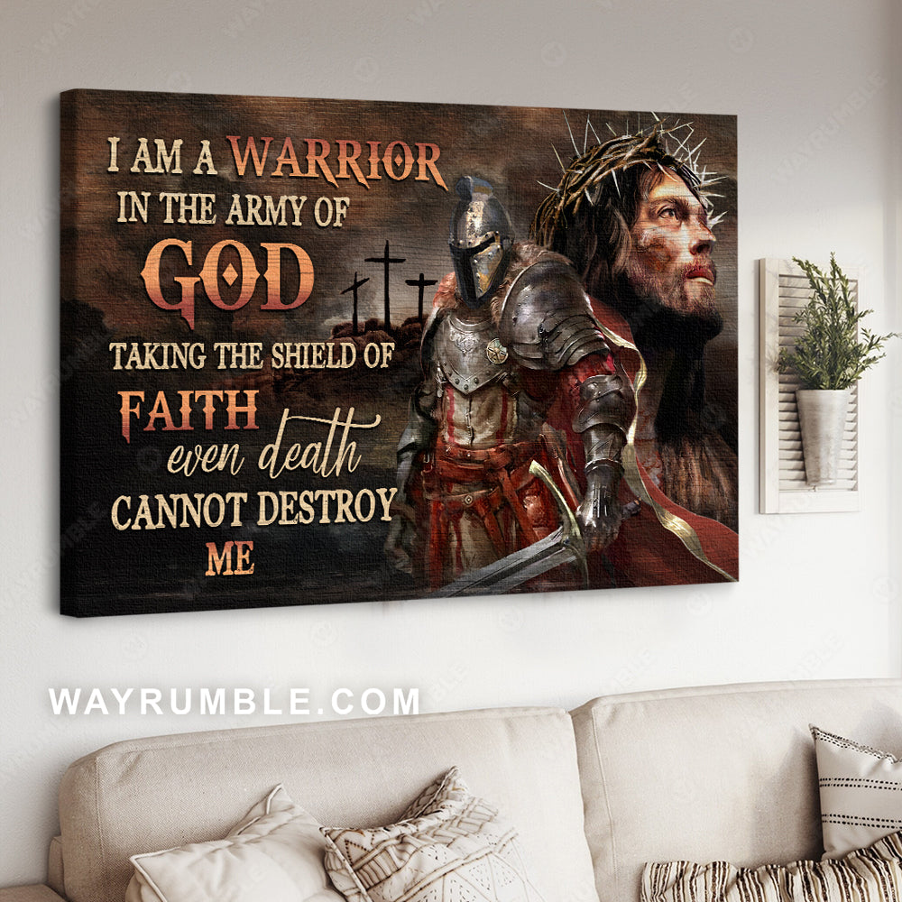 Stunning warrior, Amazing Jesus face, I am a warrior in the army of God - Jesus Landscape Canvas Prints, Christian Wall Art