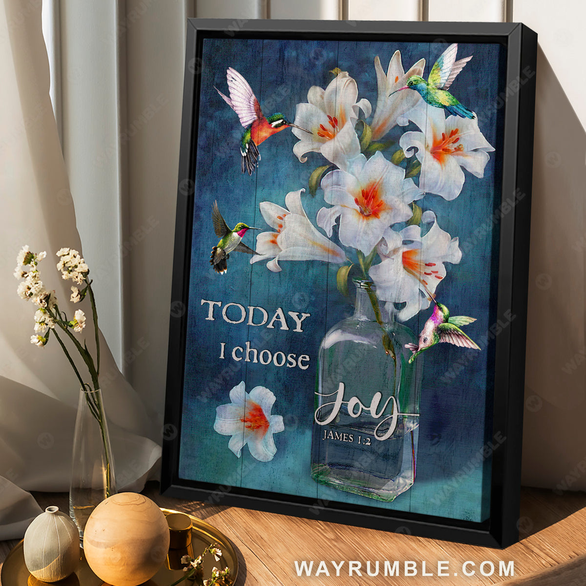 Brilliant lily, Pretty hummingbird, Today I choose joy - Jesus Portrait Canvas Prints, Christian Wall Art