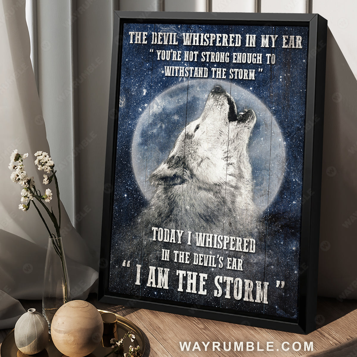 Grey wolf, Beautiful night, Full moon painting, The devil whispered in my ear - Jesus Portrait Canvas Prints, Christian Wall Art