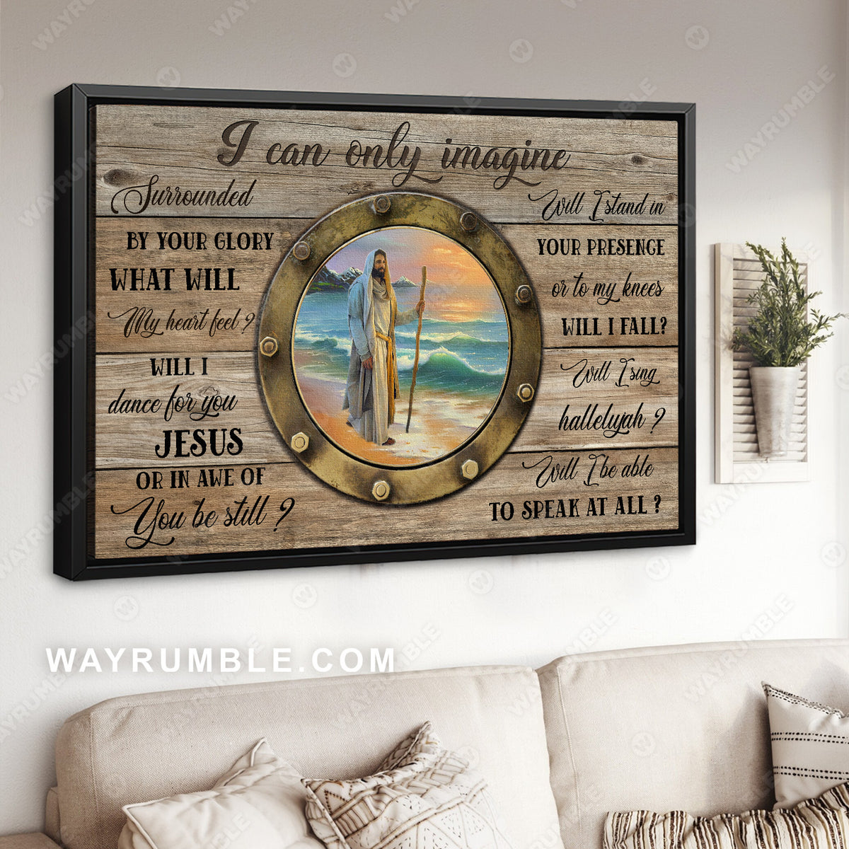 Jesus painting, Walking with Jesus, On the beach, I can only imagine - Jesus Landscape Canvas Prints, Christian Wall Art