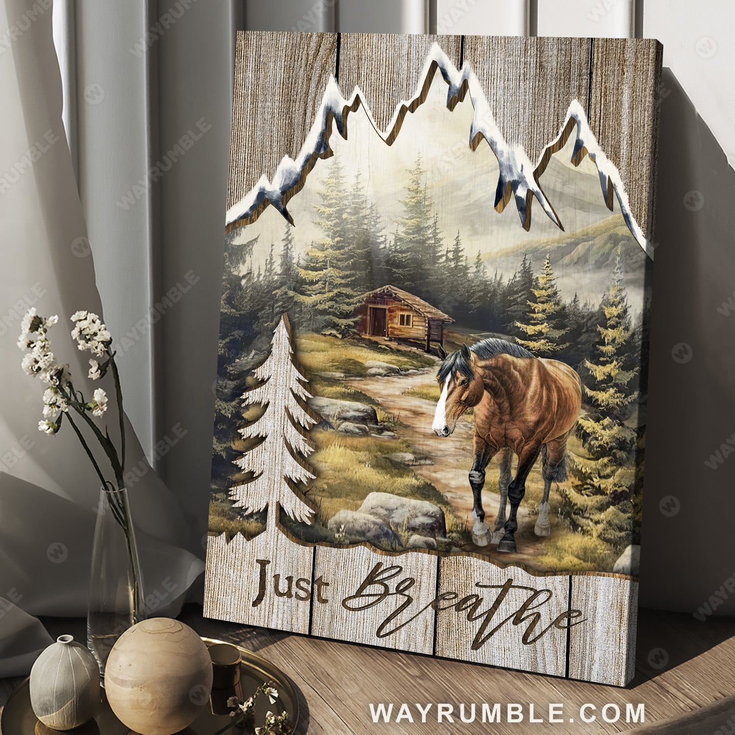 Horse painting, Forest landscape, Little house on the hill, Just breathe - Jesus Portrait Canvas Prints, Christian Wall Art