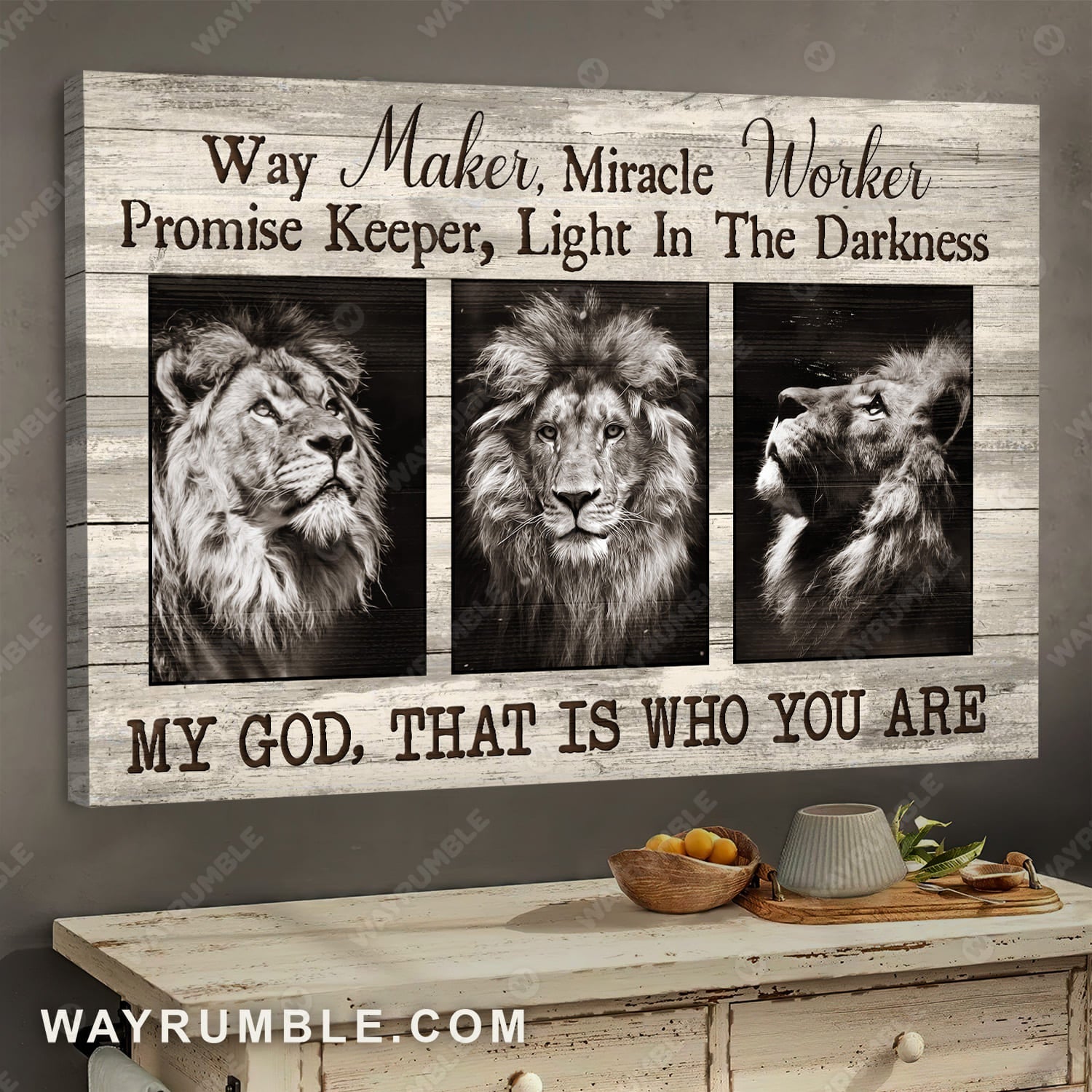 Lion of Judah, Black and white painting, Jesus is the light in the darkness - Jesus Landscape Canvas Prints, Wall Art