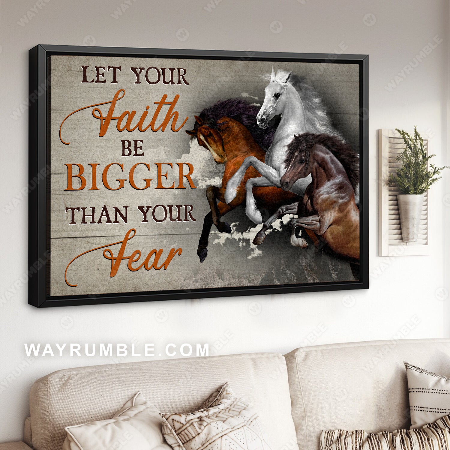 Crazy horses, Dark cloud, Mountain, Let your faith be bigger than your fear - Jesus Landscape Canvas Prints, Christian Wall Art