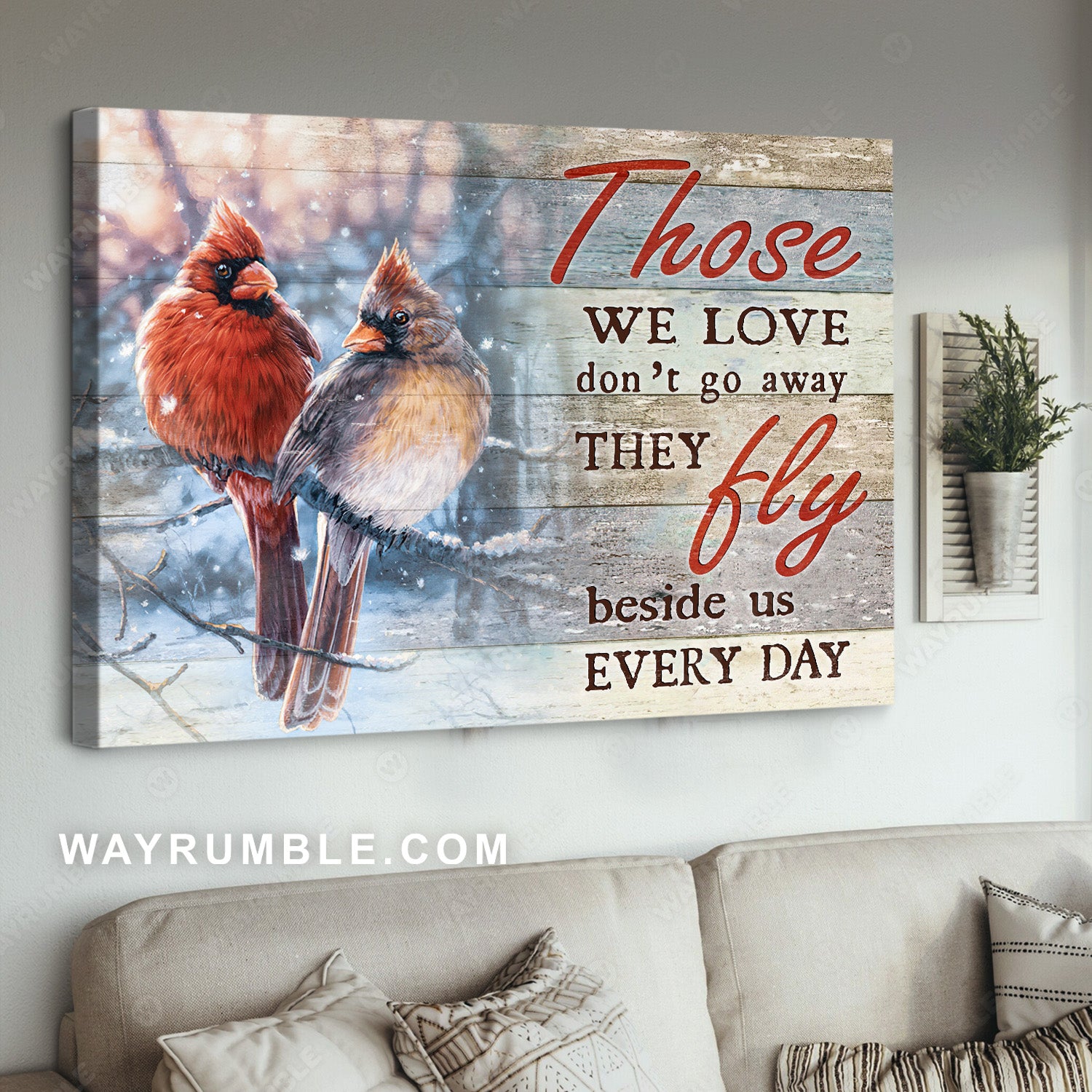 Stunning cardinal, Beautiful winter, Those we love don't go away - Jesus Landscape Canvas Prints, Home Decor Wall Art